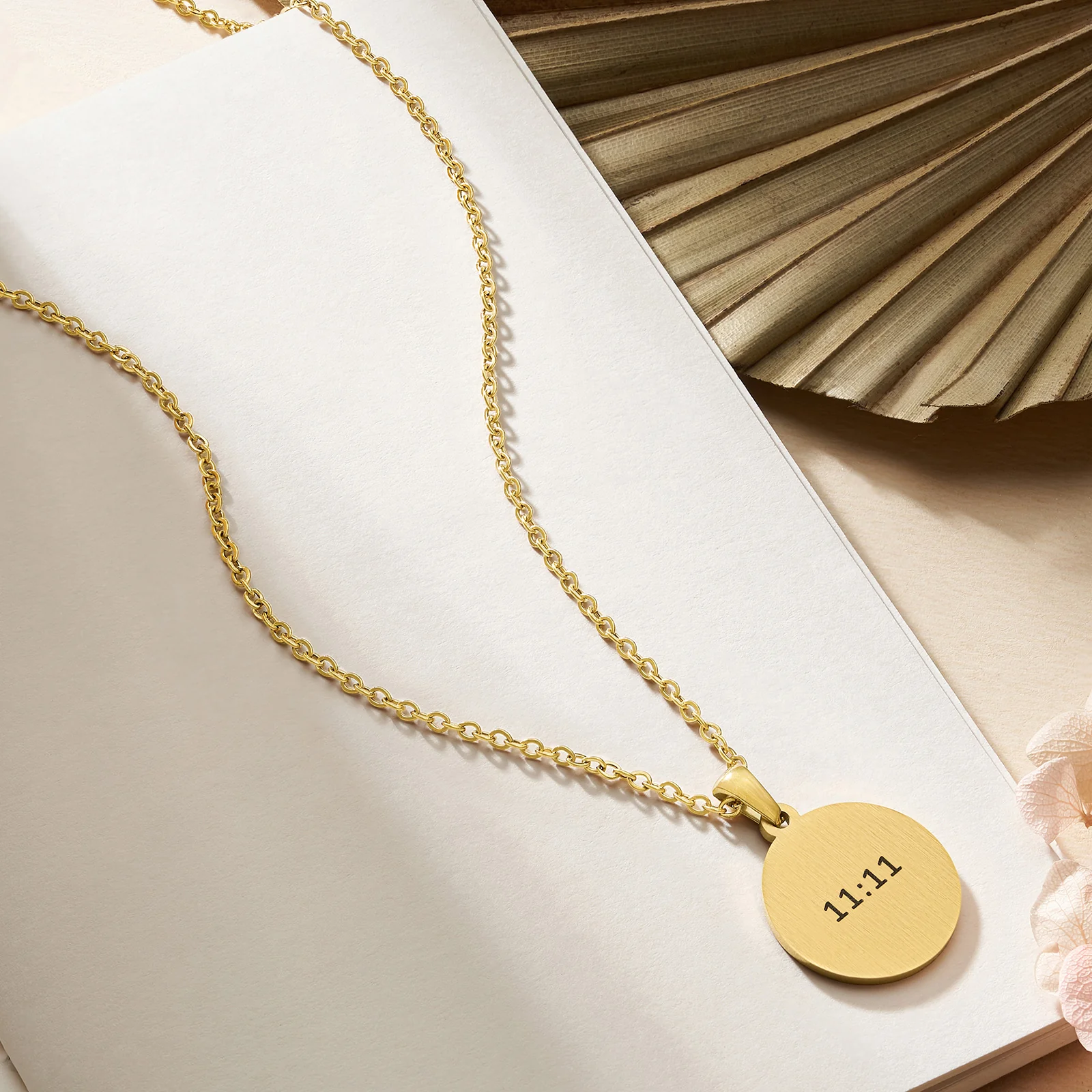11:11 Gold Women's Round Mantra Necklace