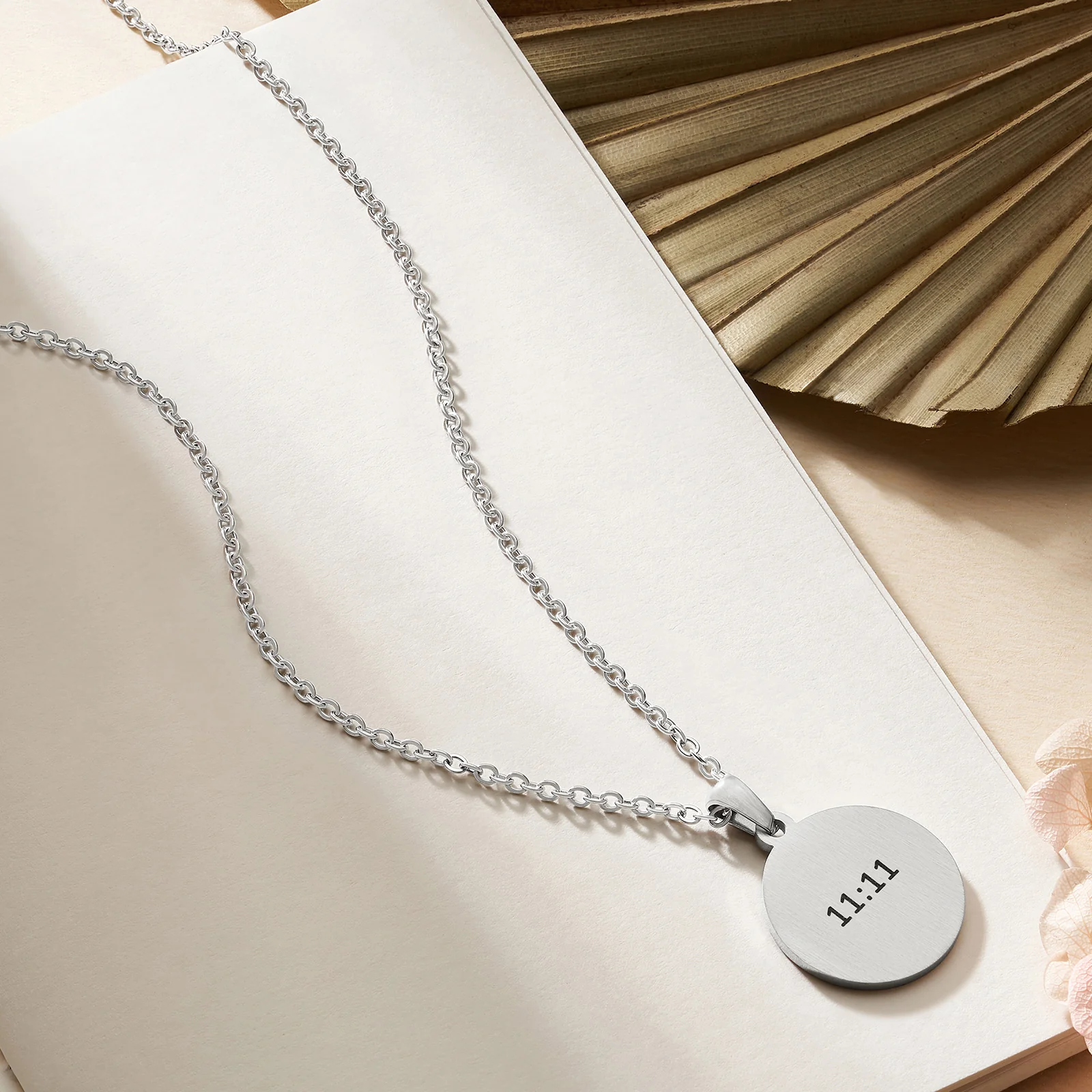 11:11 Silver Women's Round Mantra Necklace