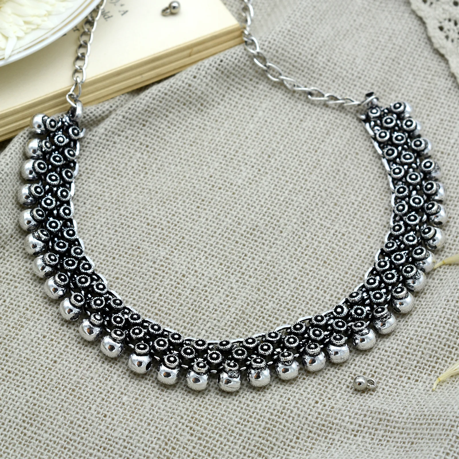 Arya Silver Oxidized Necklace