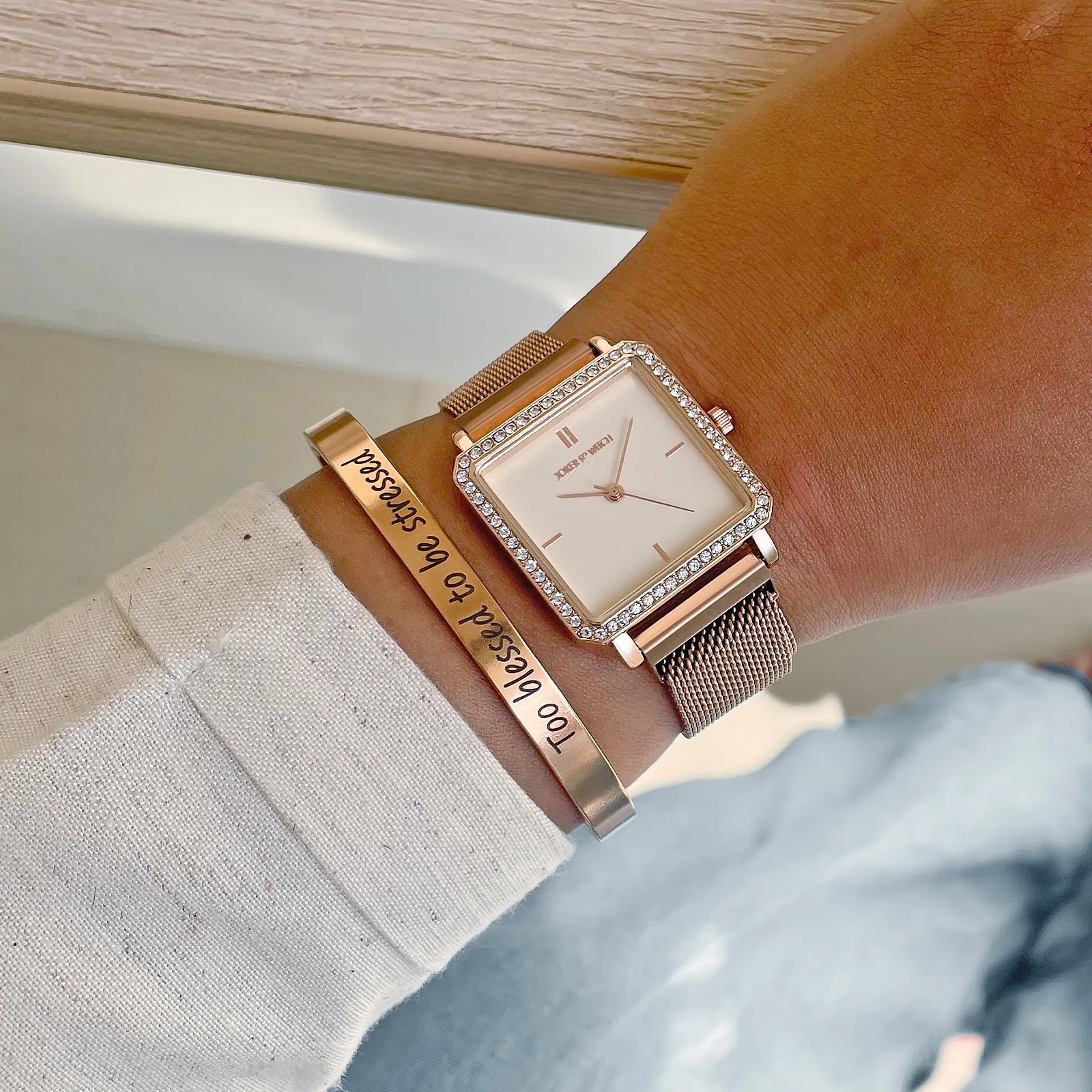 Adelaide Rosegold Watch Bracelet Stack