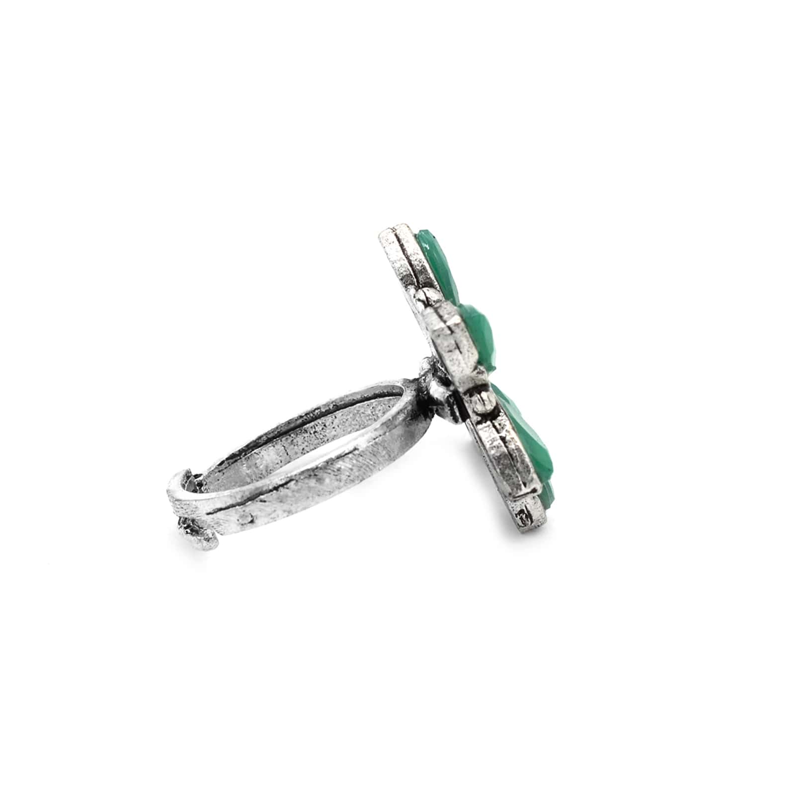 Ageless Green Stone Silver Ring - Image 3