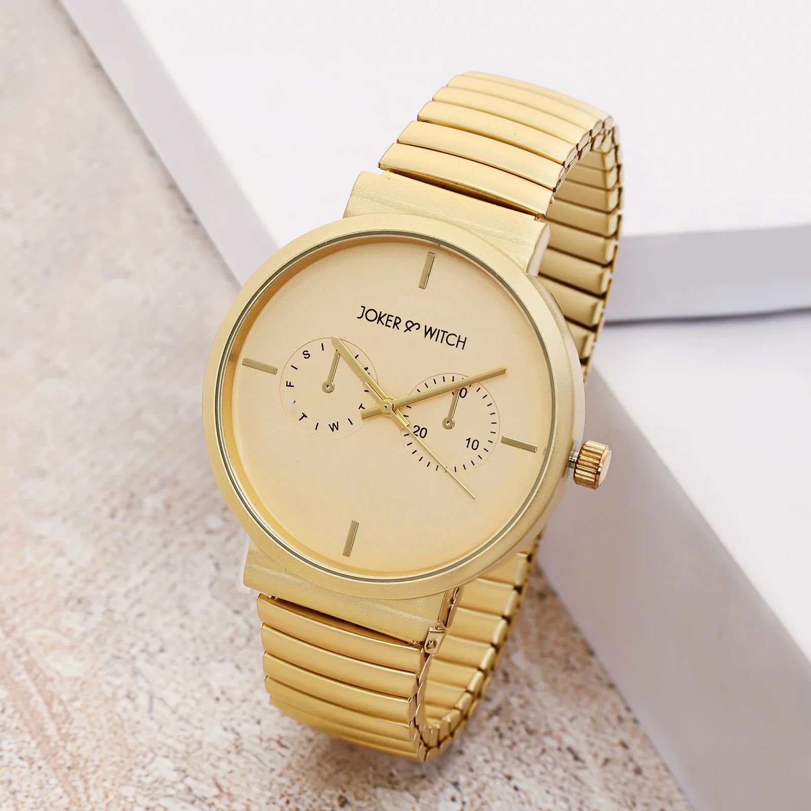 Airo Gold Large Dial Linked Chain Strap Unisex Watch
