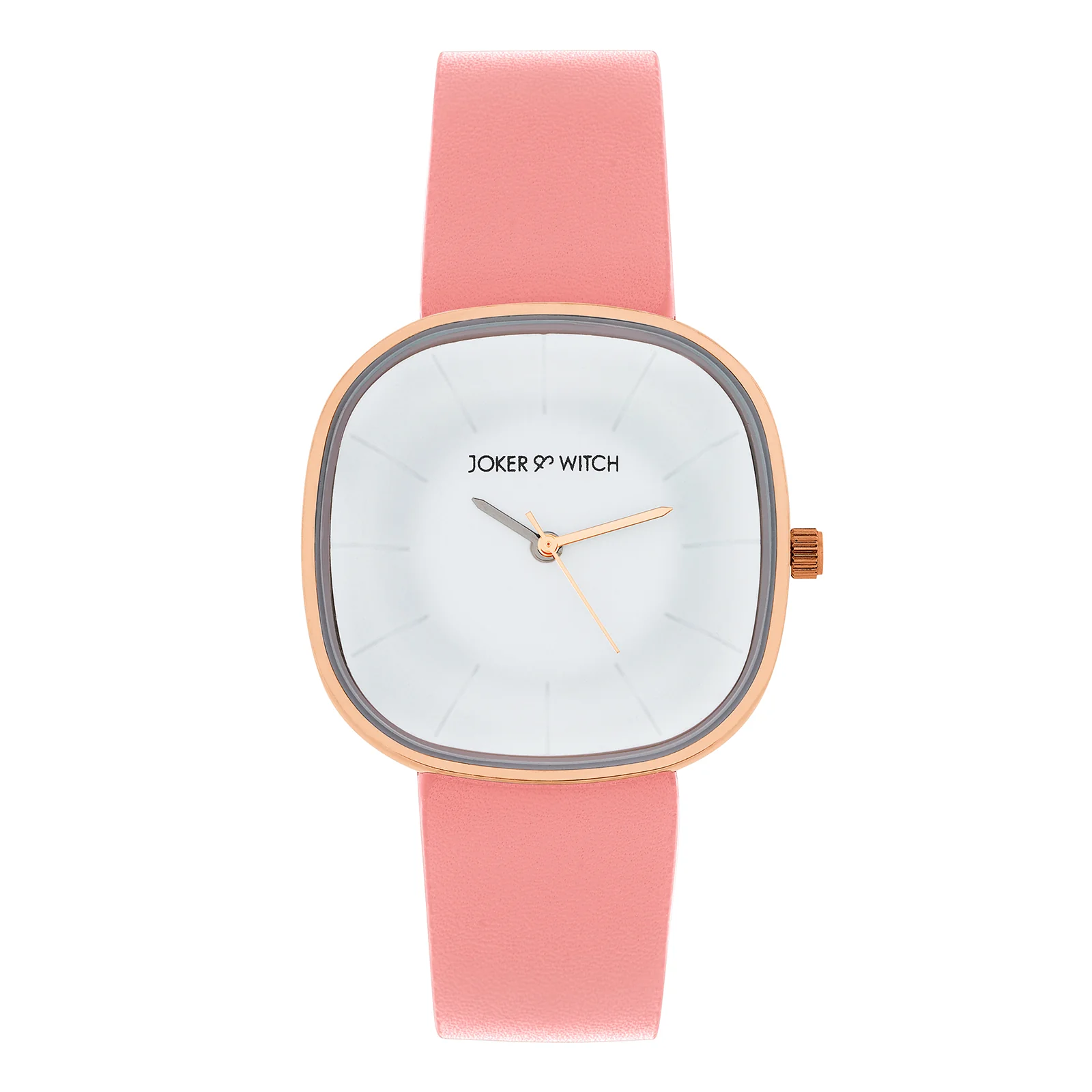 Albin White Large Square Dial Pink PU Strap Women's Watch - Image 3