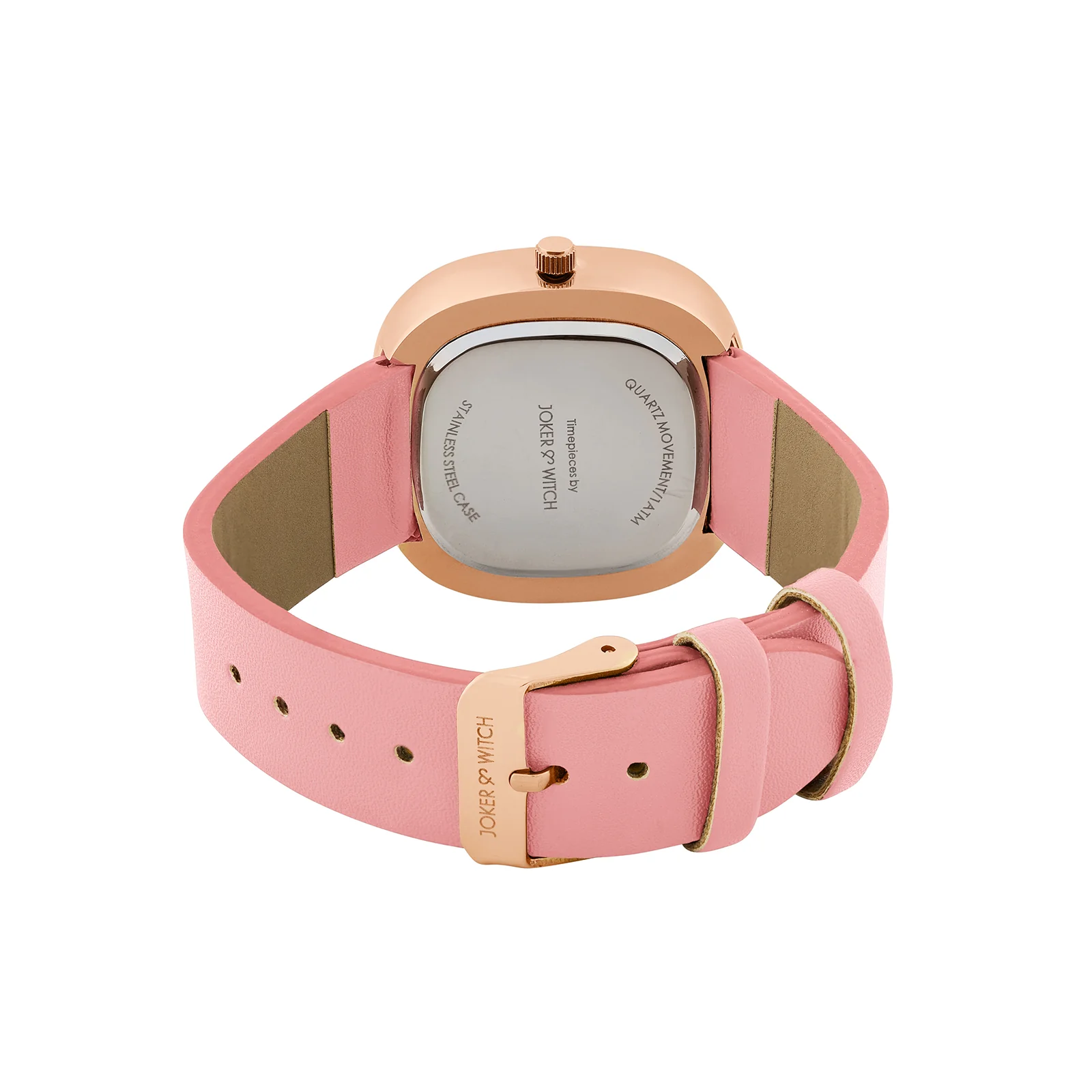 Albin White Large Square Dial Pink PU Strap Women's Watch - Image 6