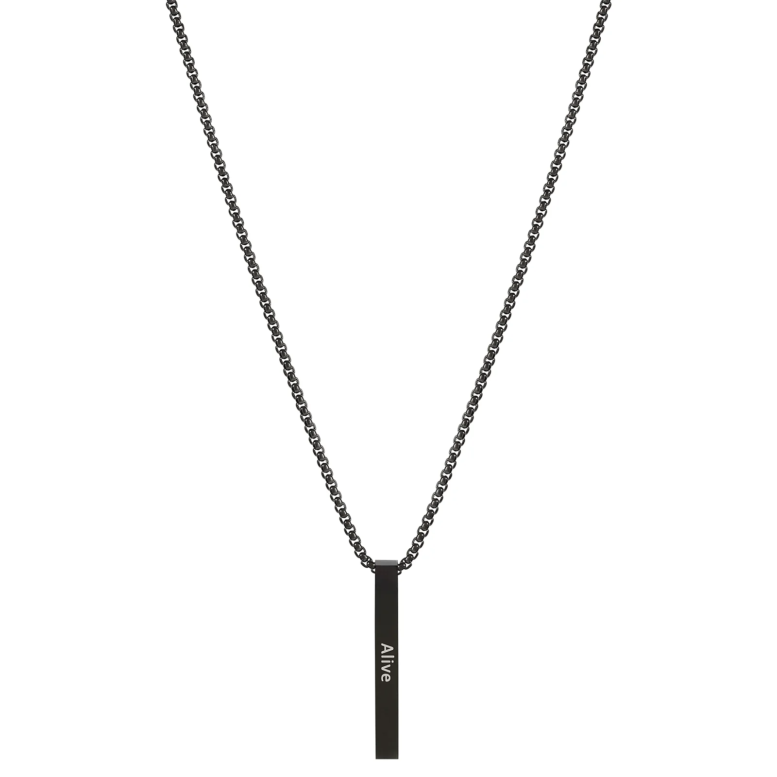 Alive Black Men's Bar Mantra Necklace - Image 5