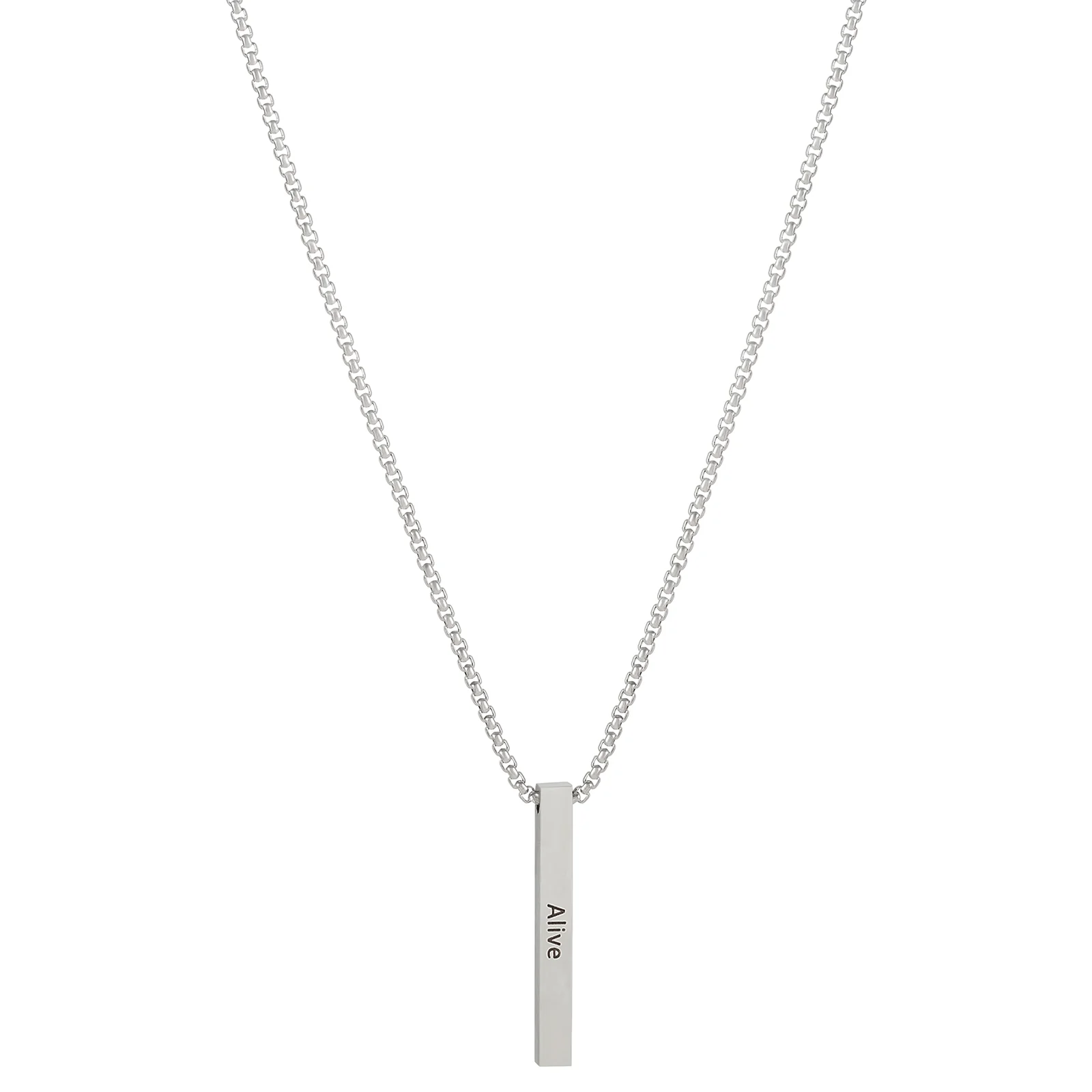 Alive Silver Men's Bar Mantra Necklace - Image 5