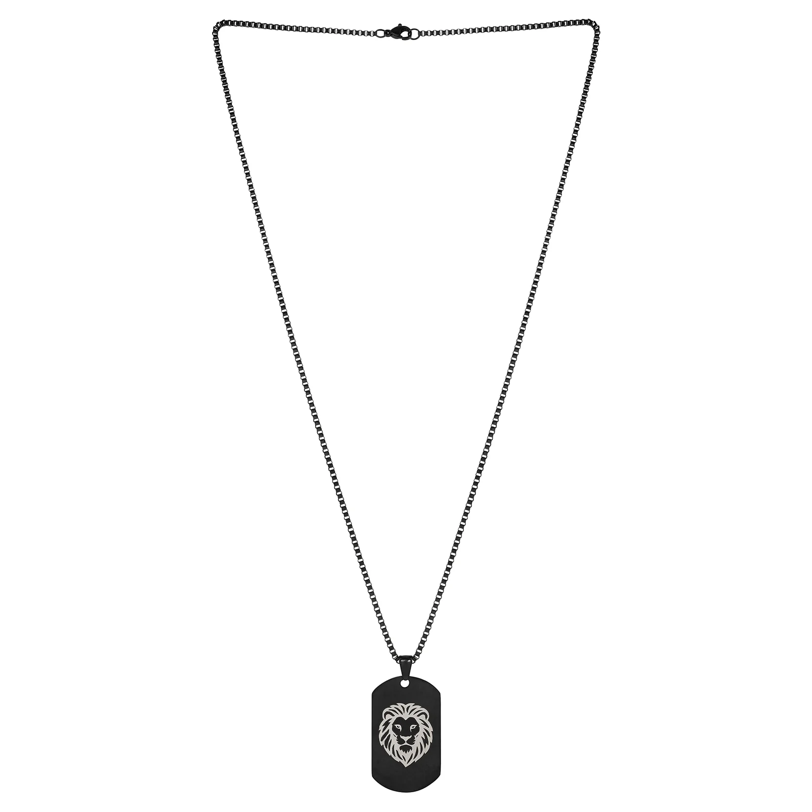 Alpha Lion Black Men's Curve Tag Mantra Necklace - Image 3