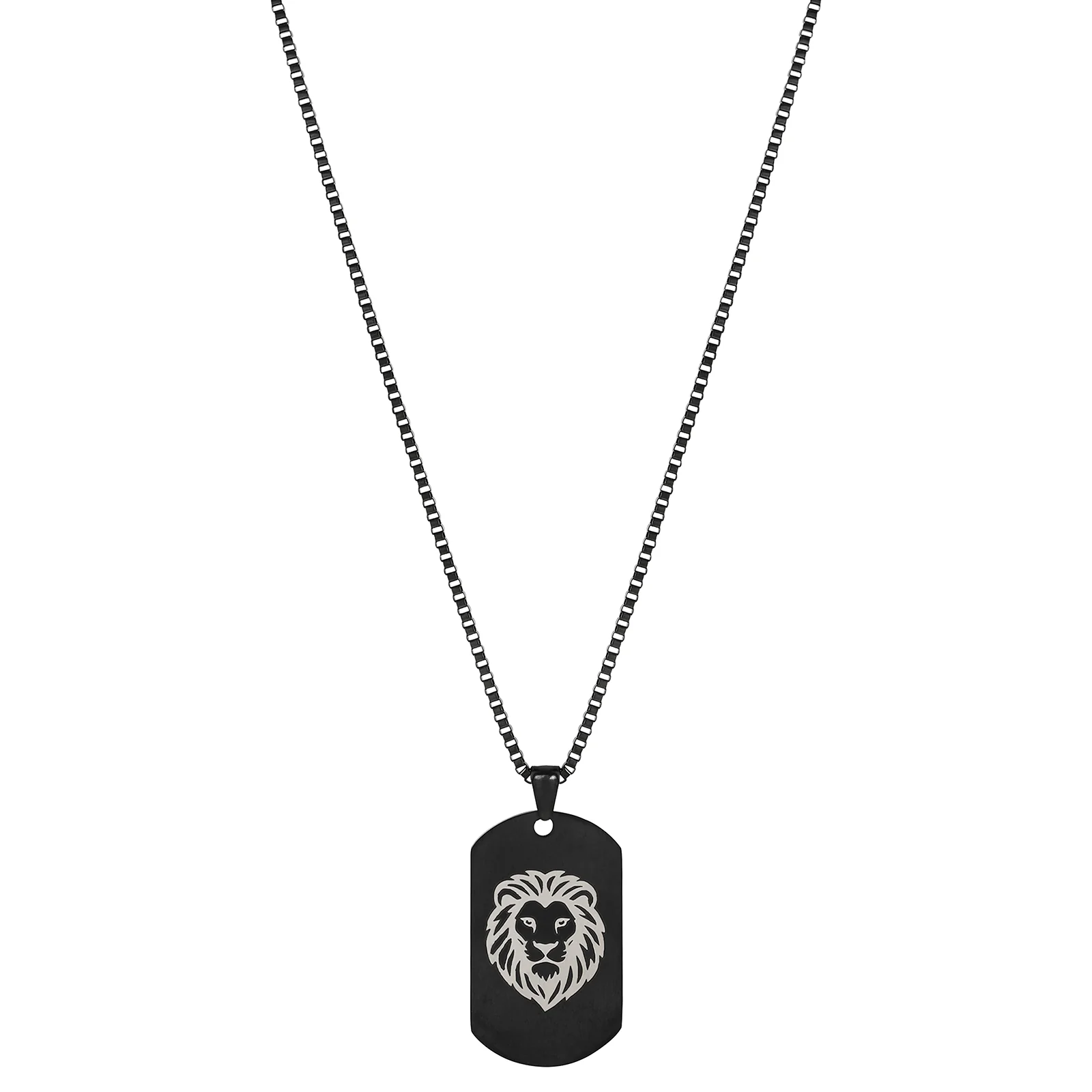 Alpha Lion Black Men's Curve Tag Mantra Necklace - Image 4