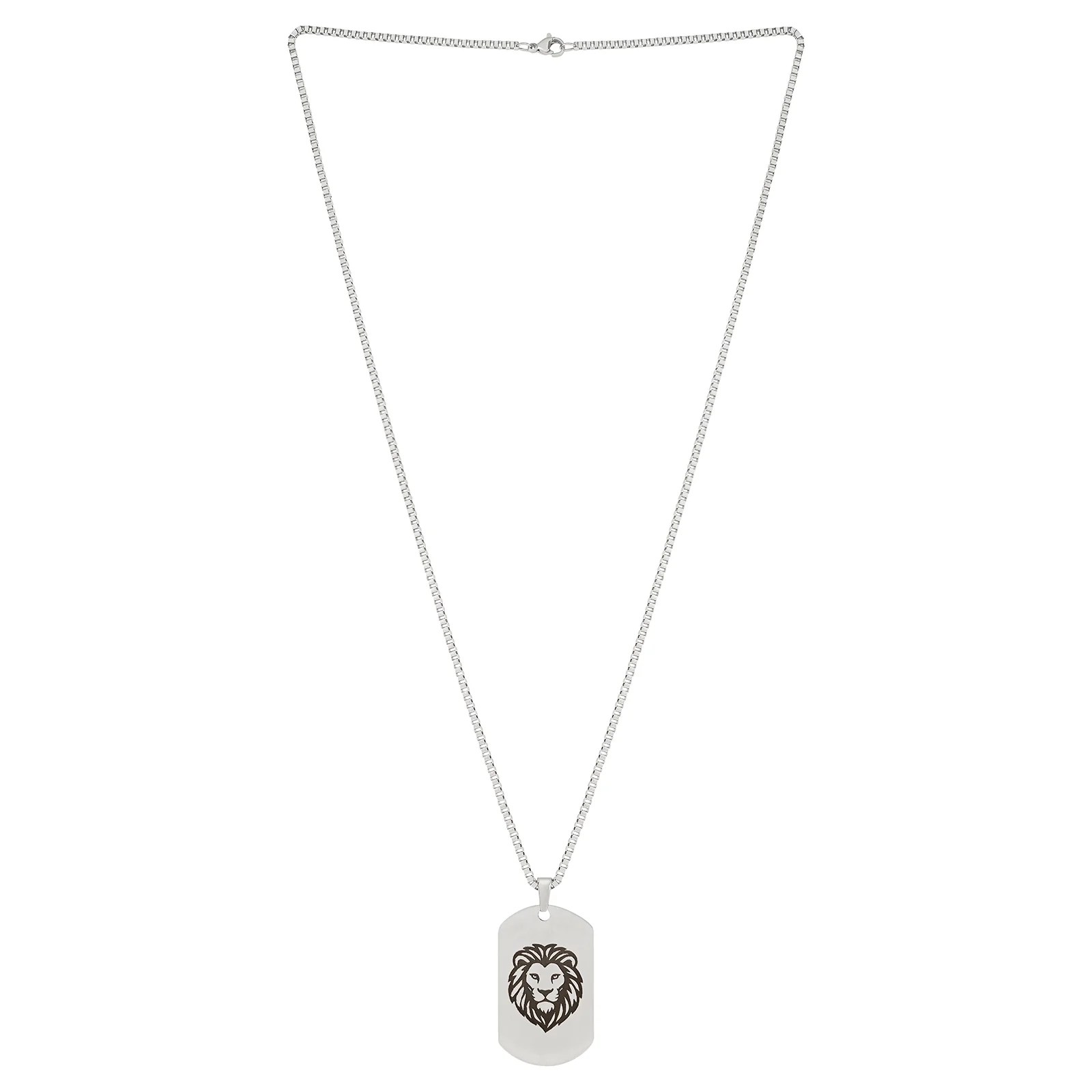Alpha Lion Silver Men's Curve Tag Mantra Necklace - Image 3