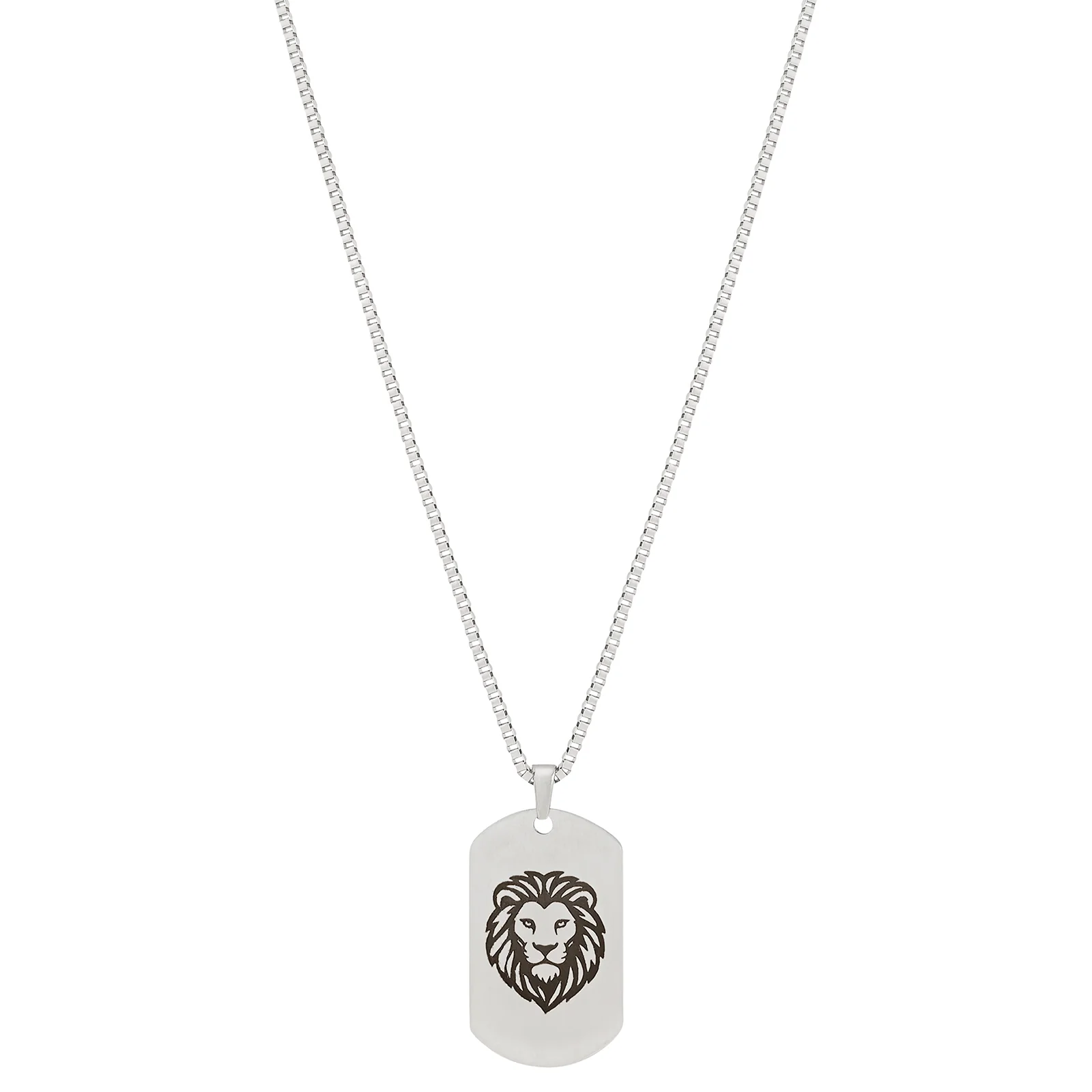 Alpha Lion Silver Men's Curve Tag Mantra Necklace - Image 5