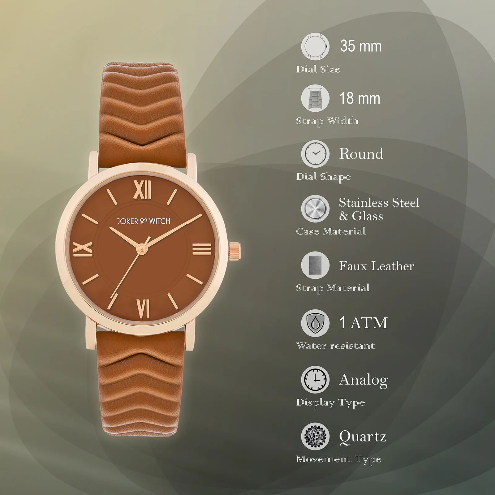 Altair Brown Medium Dial PU Strap Women's Watch - Image 7