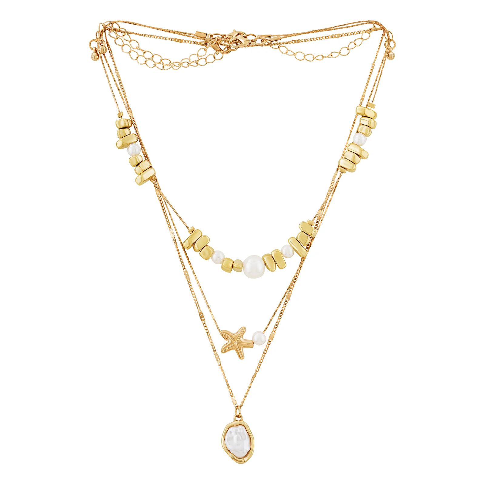 Amaris Gold Layered Seashells Necklace - Image 3
