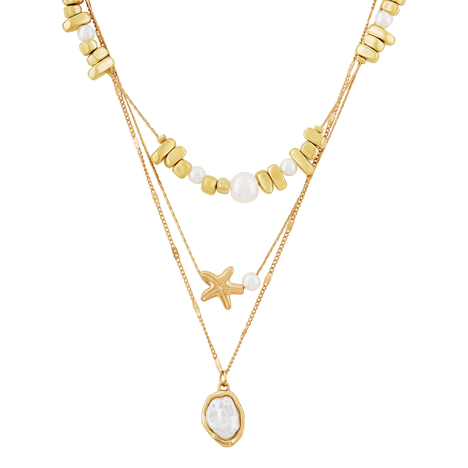 Amaris Gold Layered Seashells Necklace - Image 4