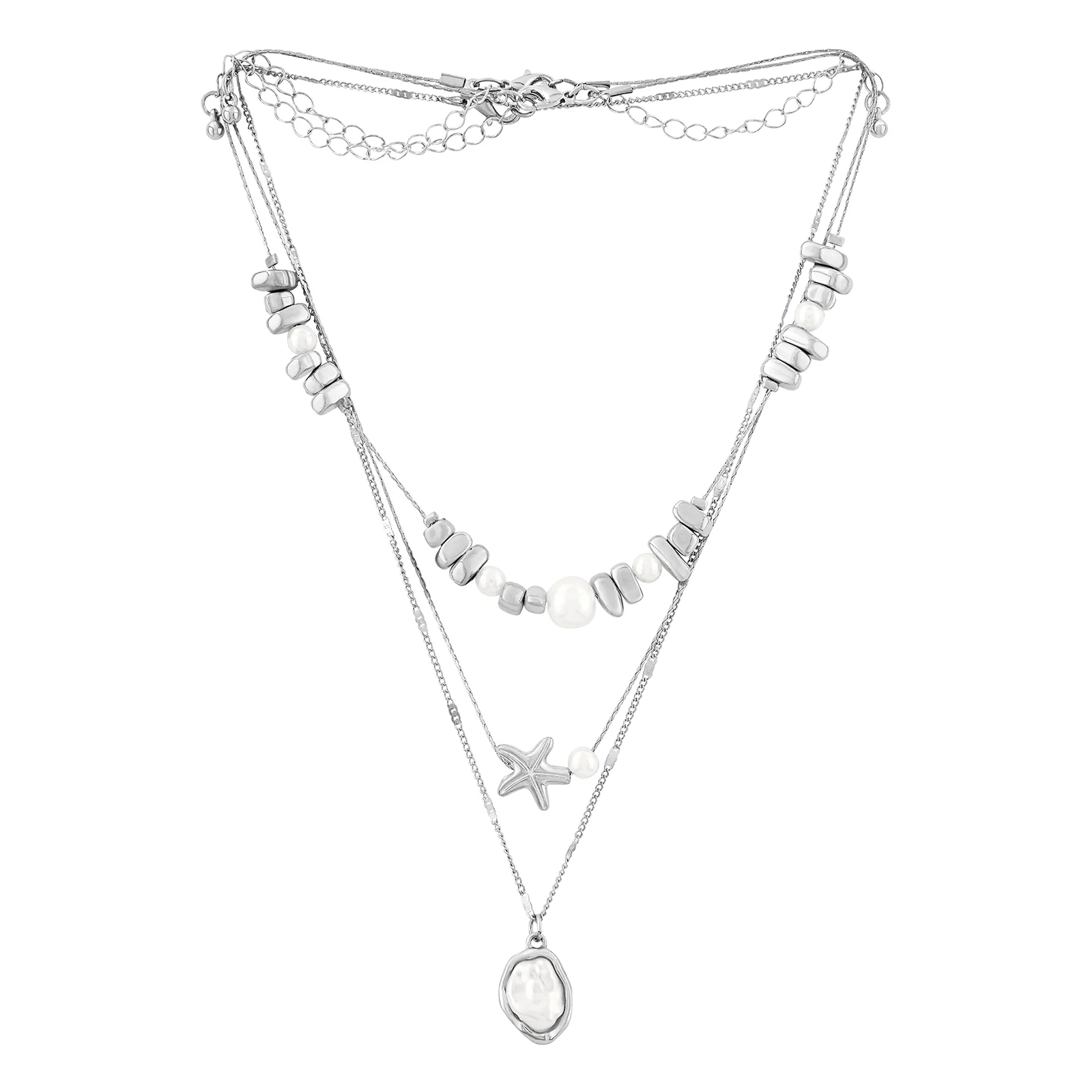 Amaris Silver Layered Seashells Necklace - Image 3