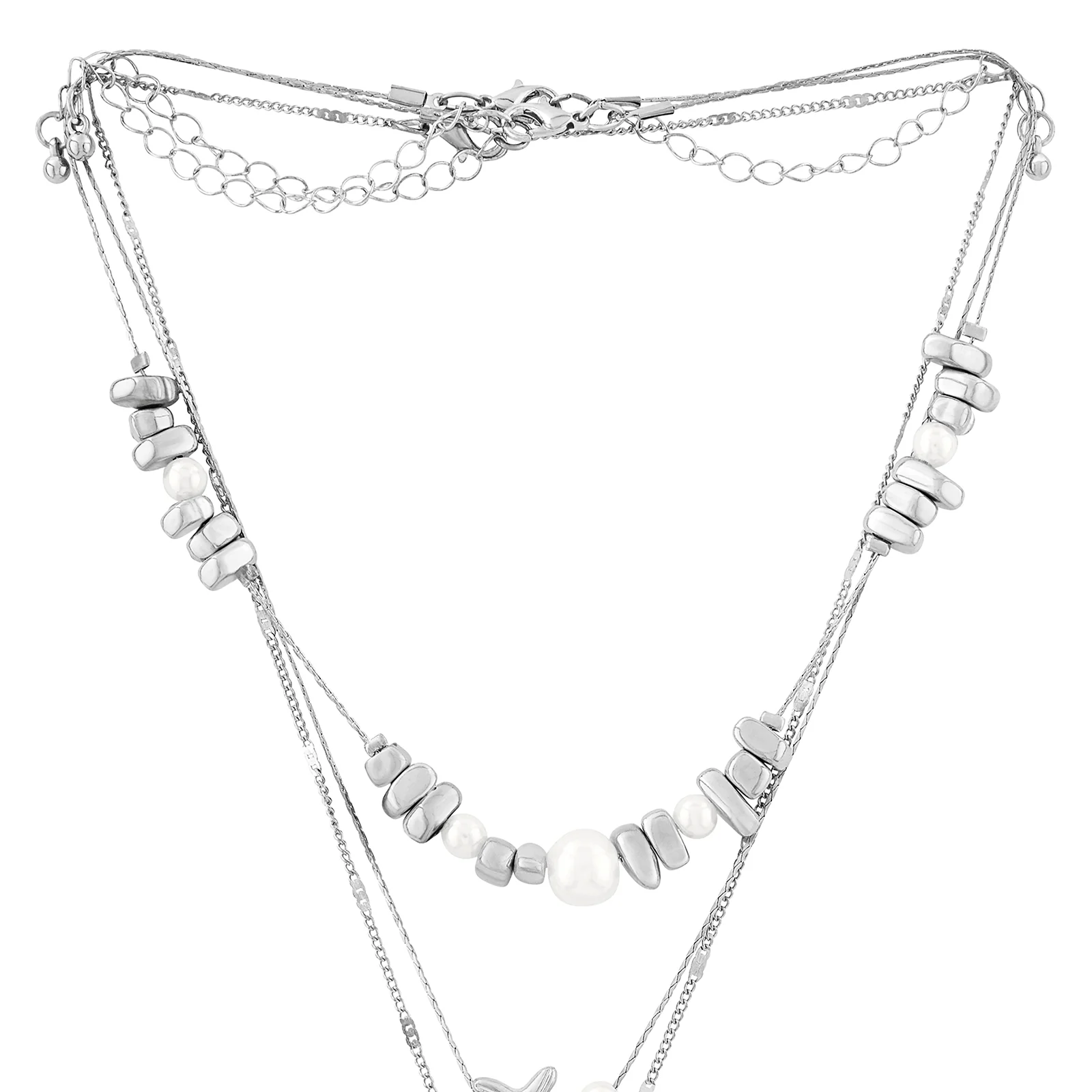 Amaris Silver Layered Seashells Necklace - Image 5