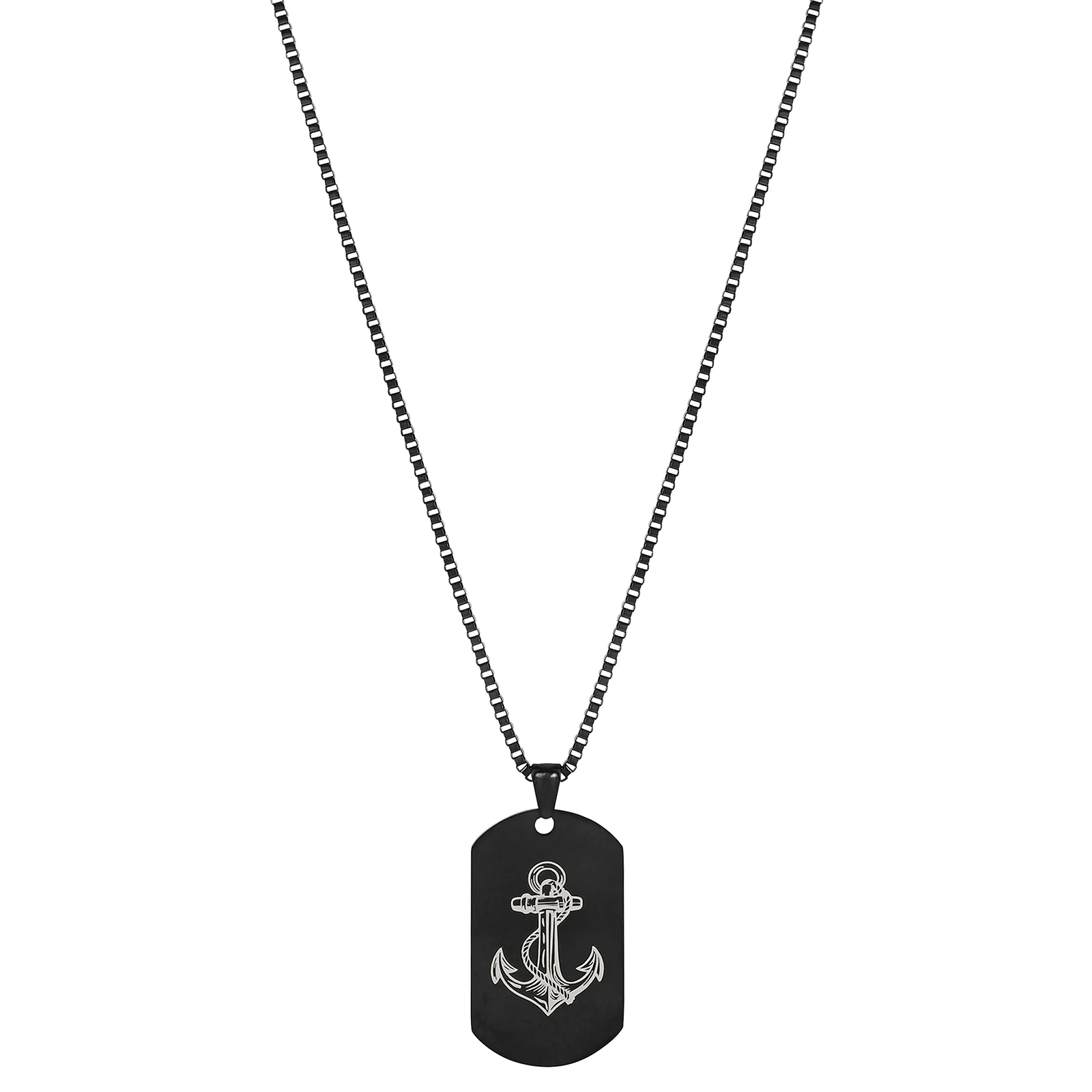 Anchor Black Men's Curve Tag Mantra Necklace - Image 4