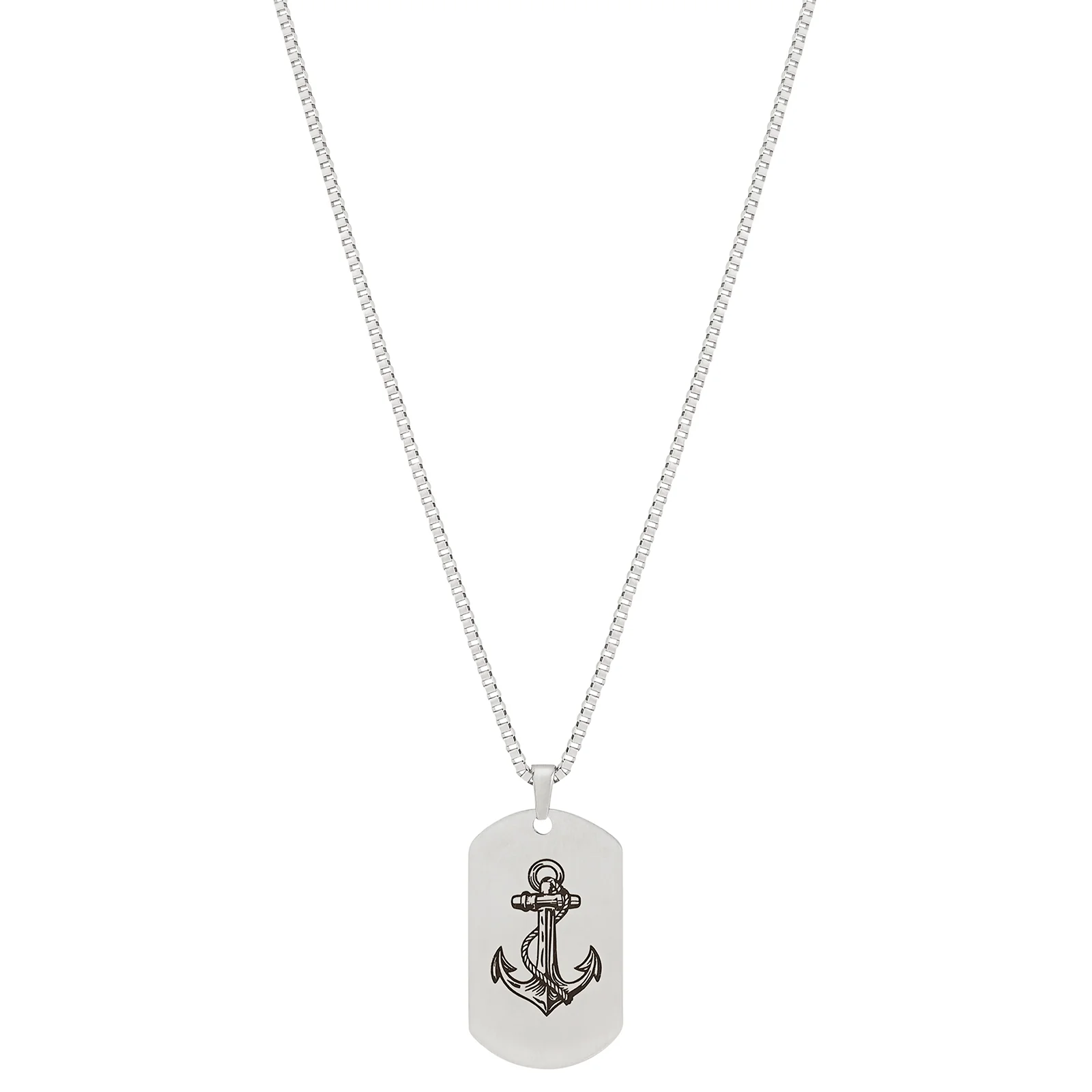 Anchor Silver Men's Curve Tag Mantra Necklace - Image 5