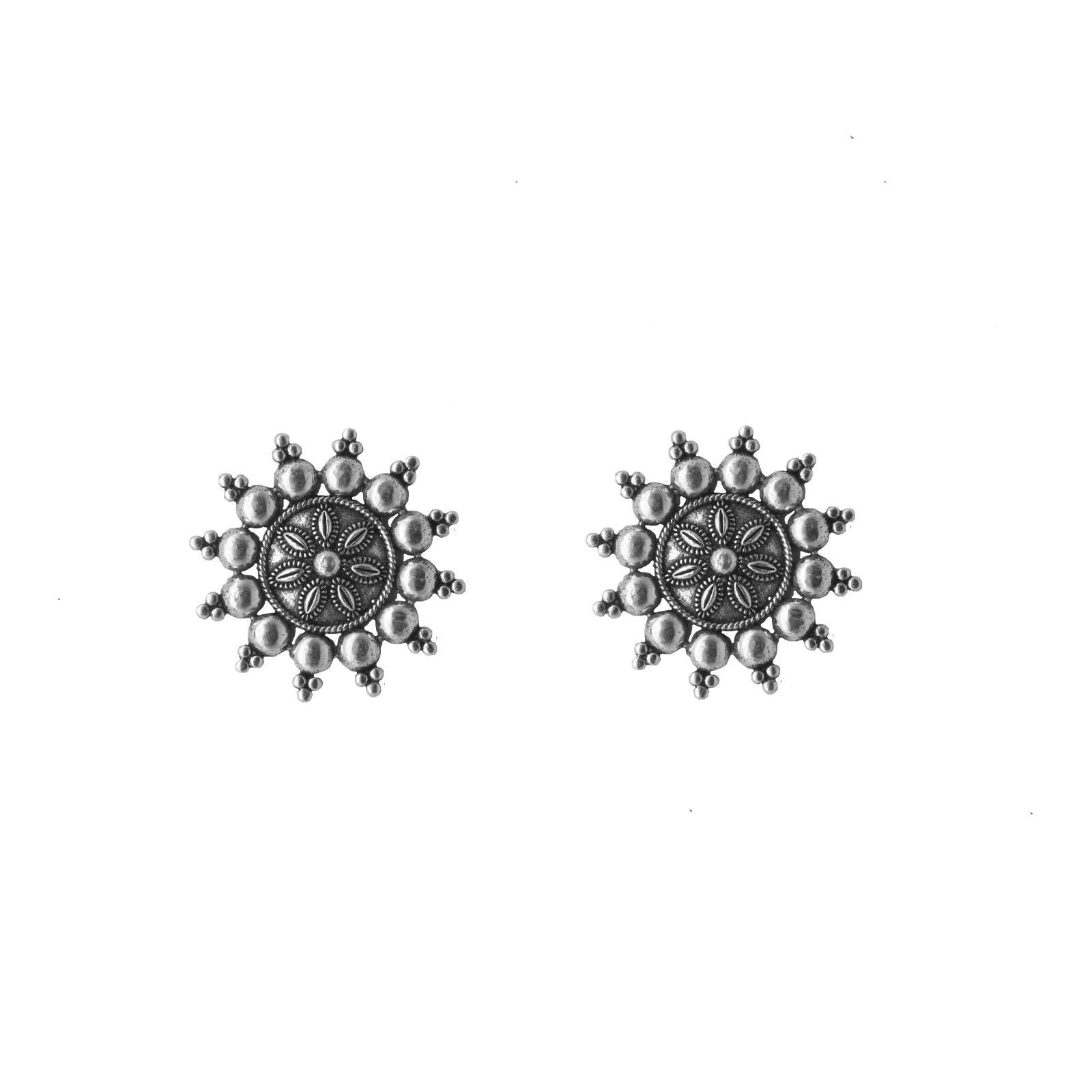 Anu Circle SIlver Oxidized Studs Earrings - Image 3