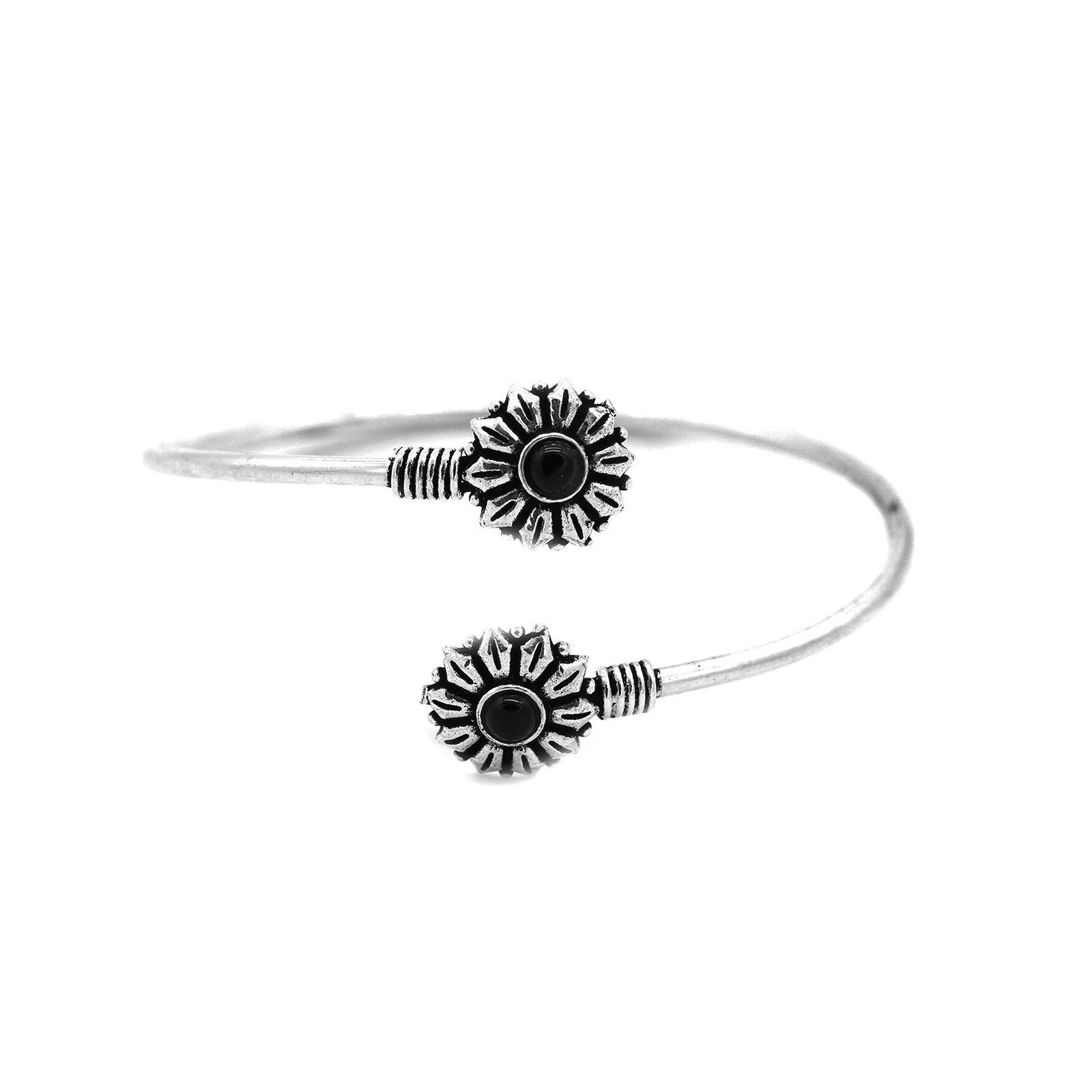 Aparna Black Circular Silver Oxidized Bracelet - Image 3