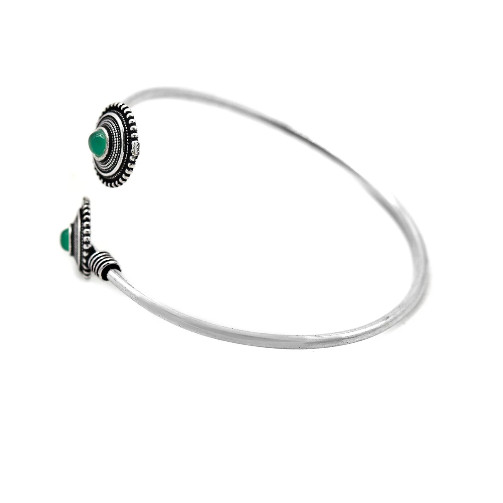 Aparna Green Circular Silver Oxidized Bracelet - Image 4