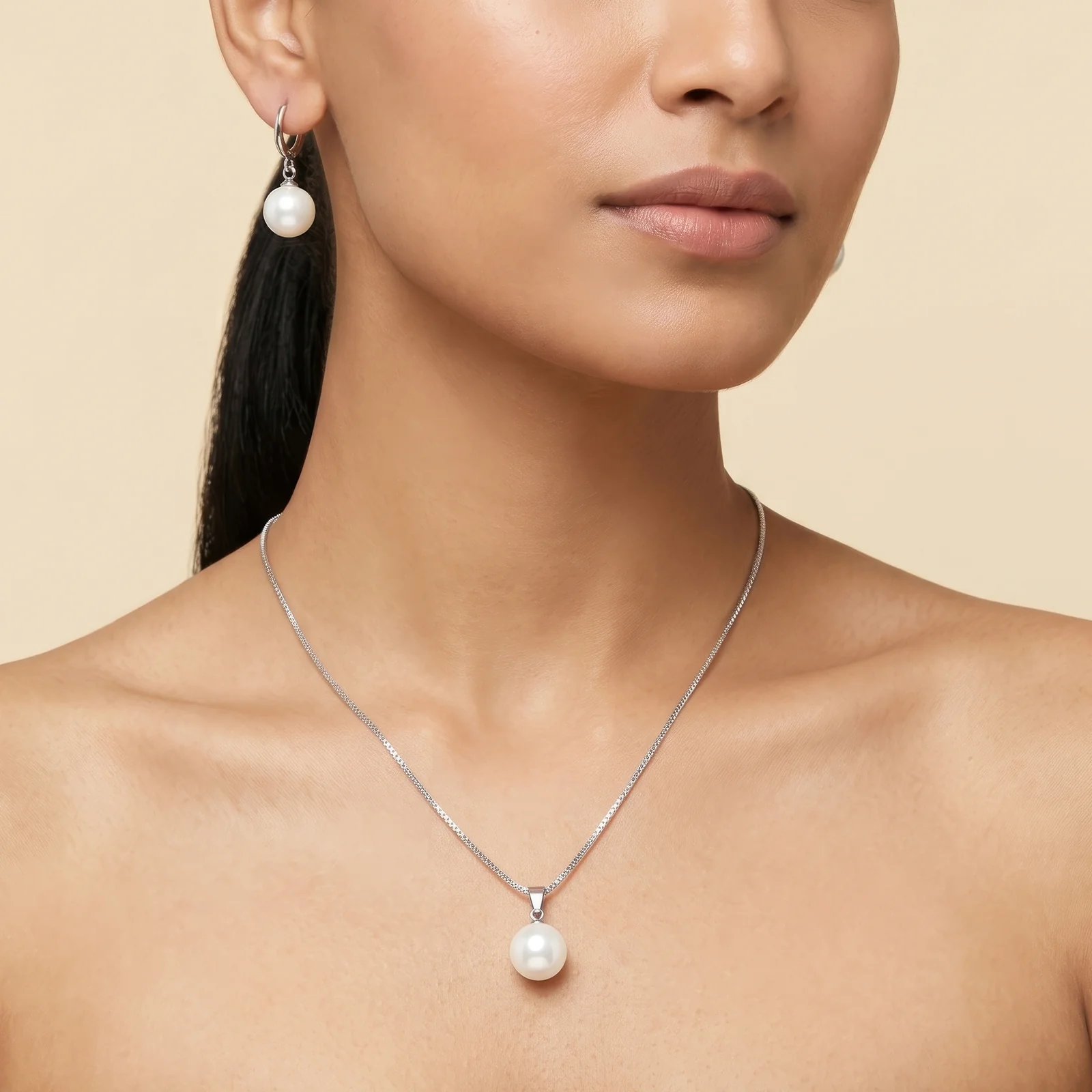 Artemis Molten Pearl Silver Jewelry Set