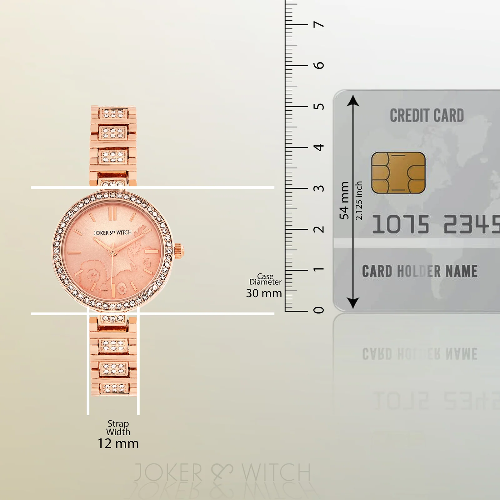 Astrielle Rose Gold Small Rhinestone Dial Linked Chain Strap Women's Watch - Image 8