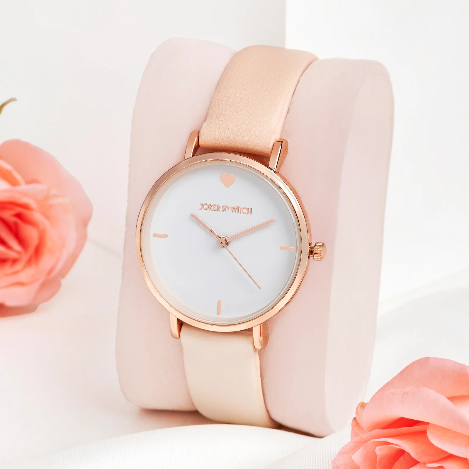 Aurora White Medium Dial Beige PU Strap Women's Watch