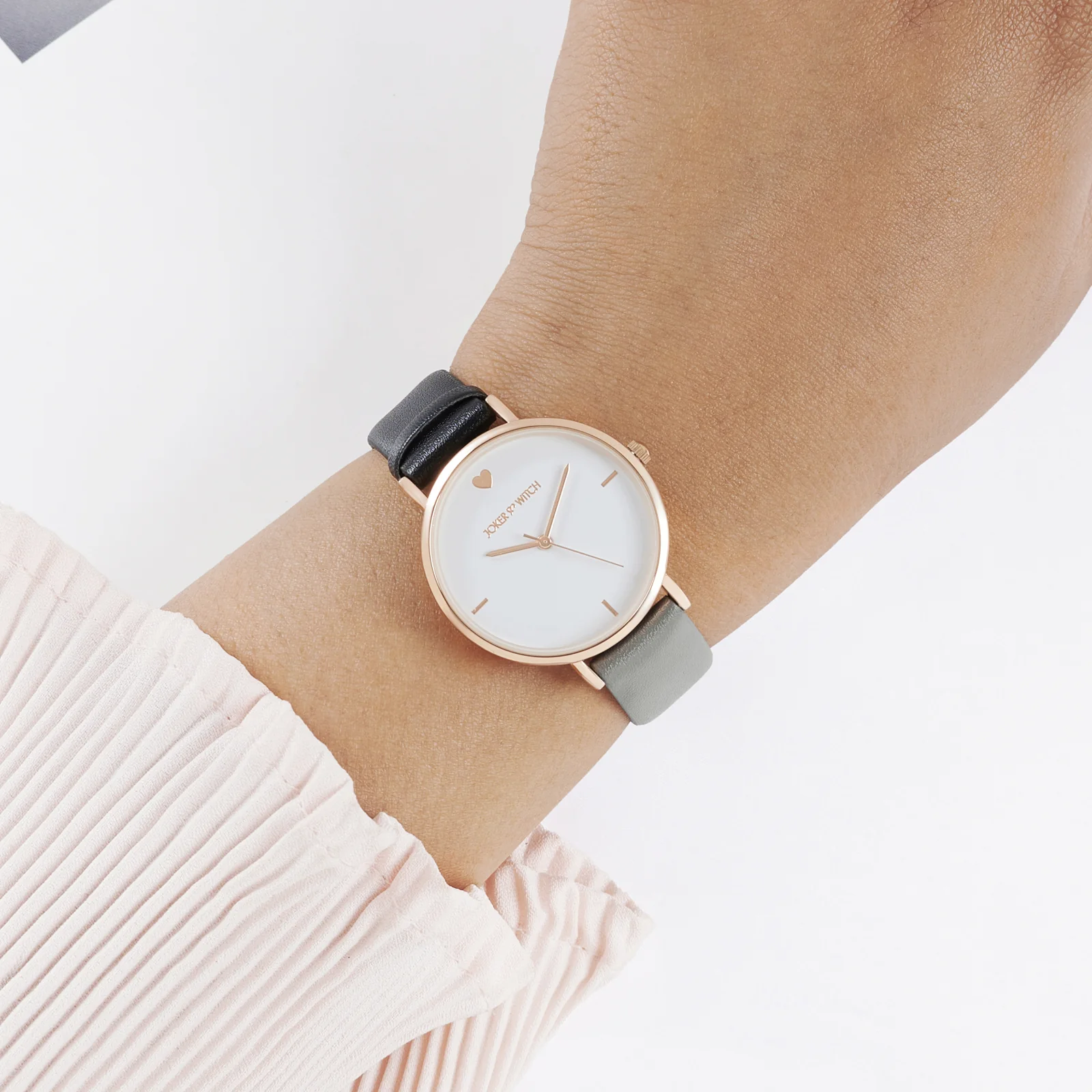 Aurora White Medium Dial Black PU Strap Women's Watch