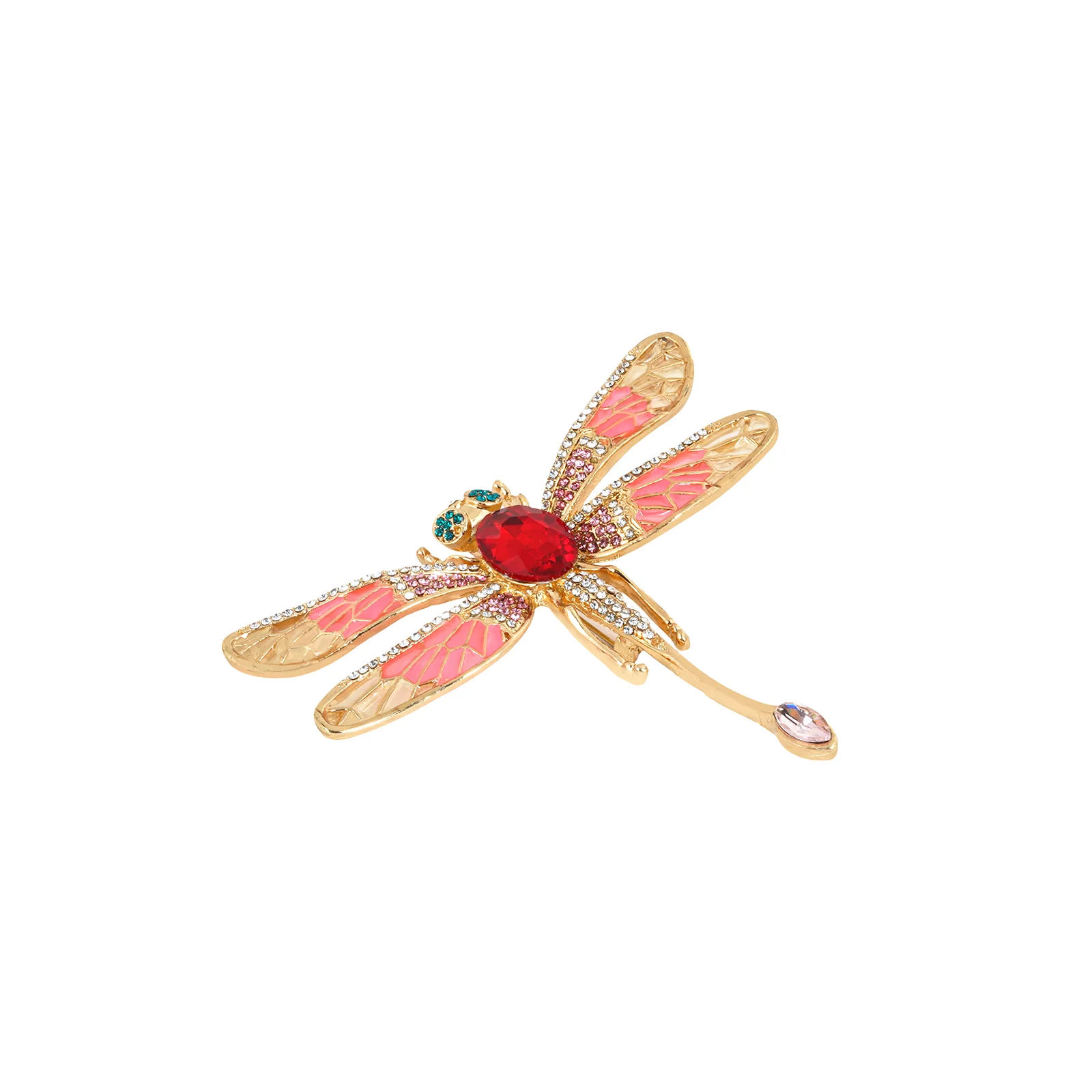 Axl Red Dragonfly Rhinestone Brooch - Image 4