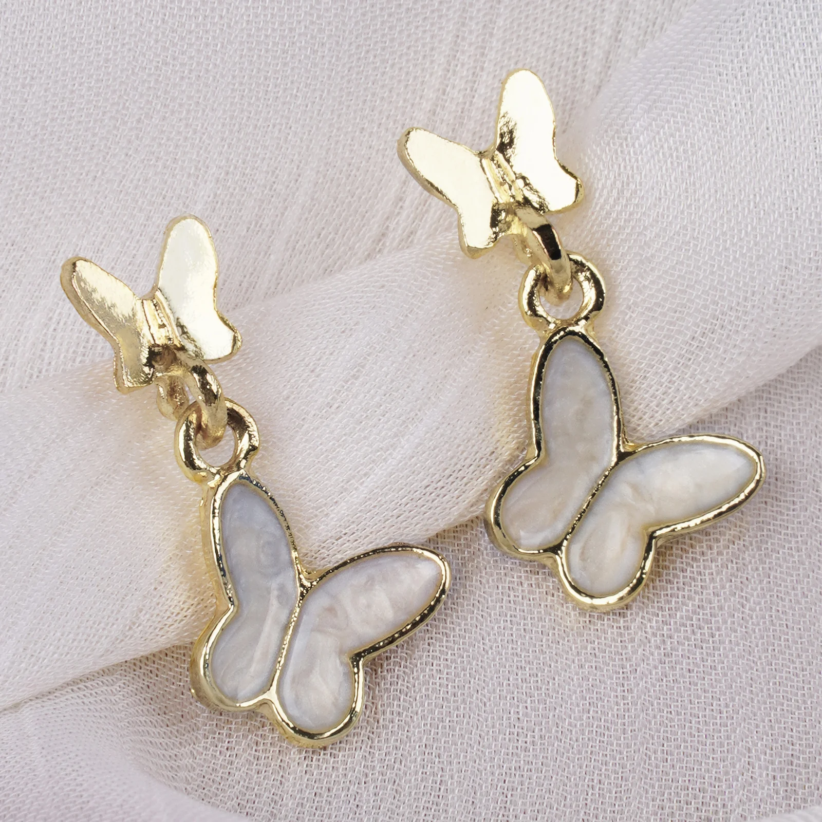 Bailley White Butterfly Earrings