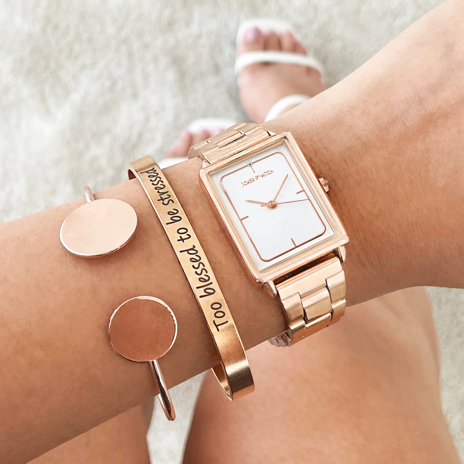 Becca Rosegold Watch Bracelet Stack