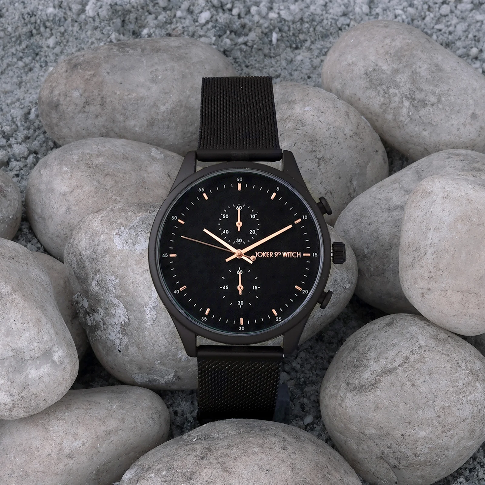 Beetle Black Large Dial Mesh Strap Men's Watch - Image 2