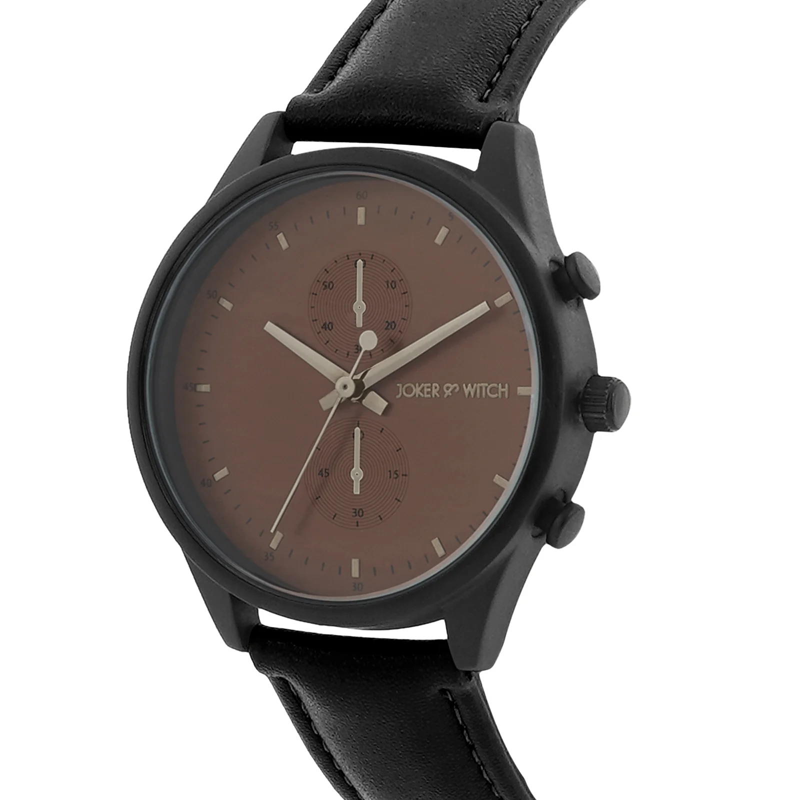 Beetle Brown Large Dial Black PU Strap Men's Watch - Image 4