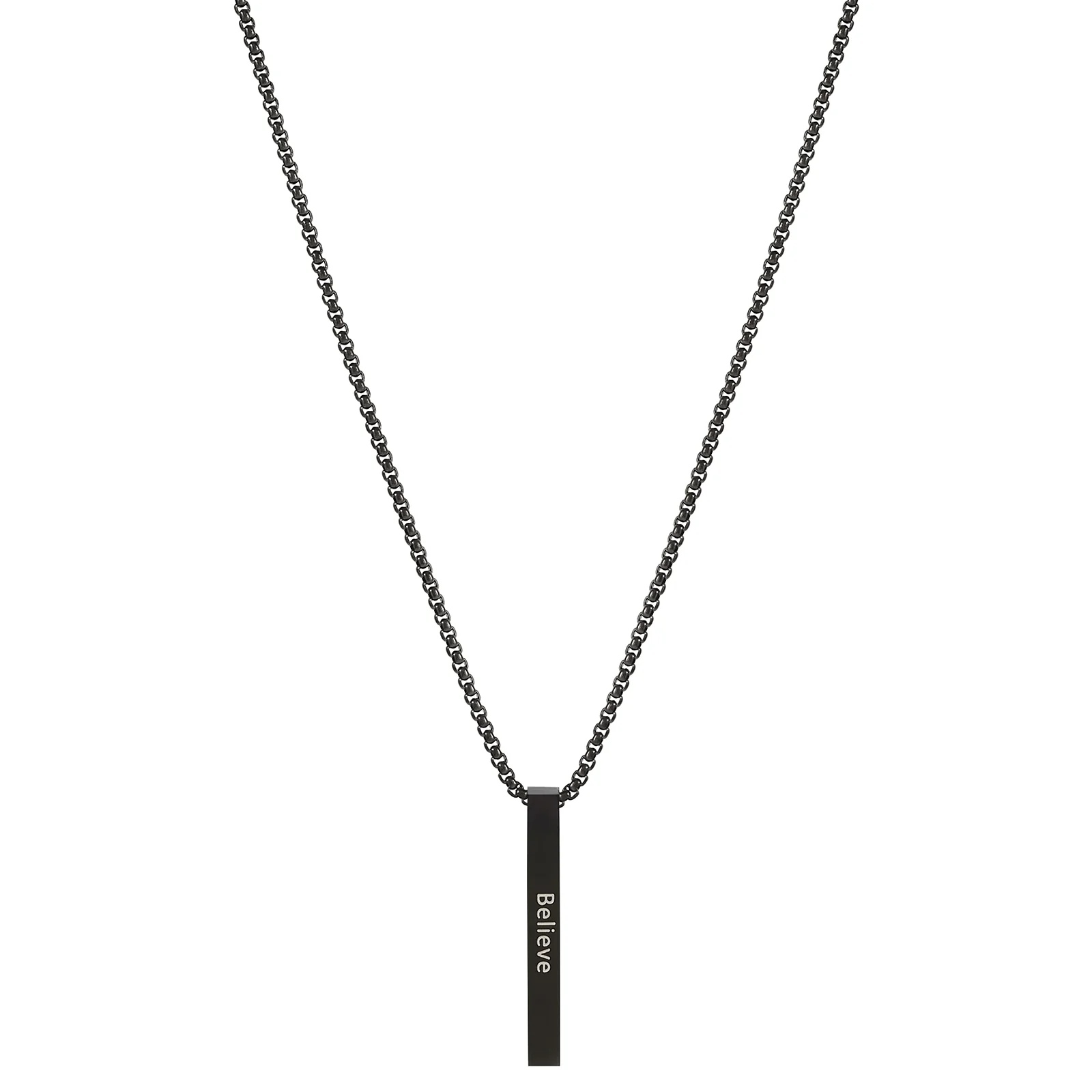 Believe Black Men's Bar Mantra Necklace - Image 4