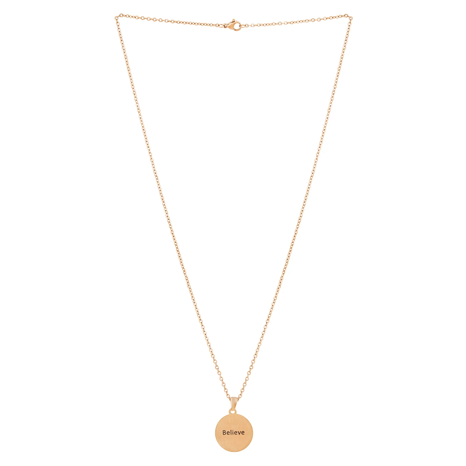 Believe Rose Gold Women's Round Mantra Necklace - Image 3