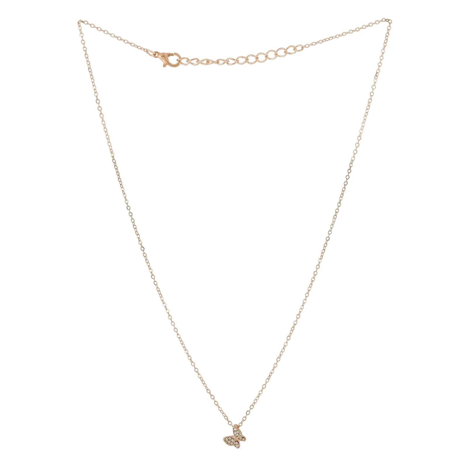 Bewitched Kirata Rosegold Rhinestone Butterfly Pendant Necklace - Image 3