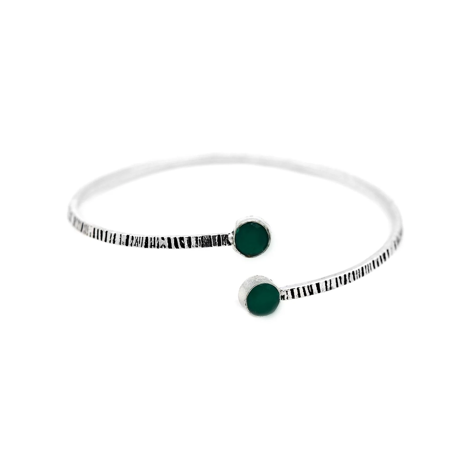 Bhamini Dark Green Silver Oxidized Bracelet - Image 3