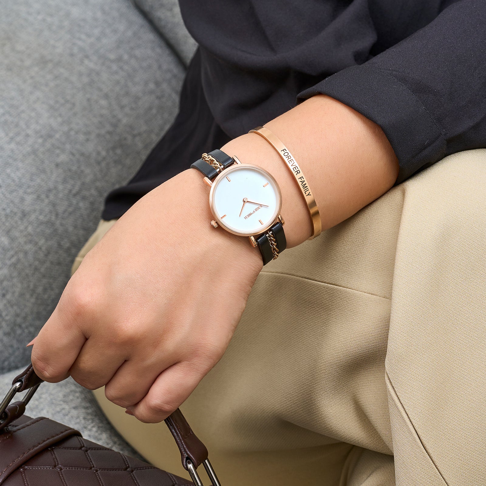 Blackend Rose Watch Bracelet Stack