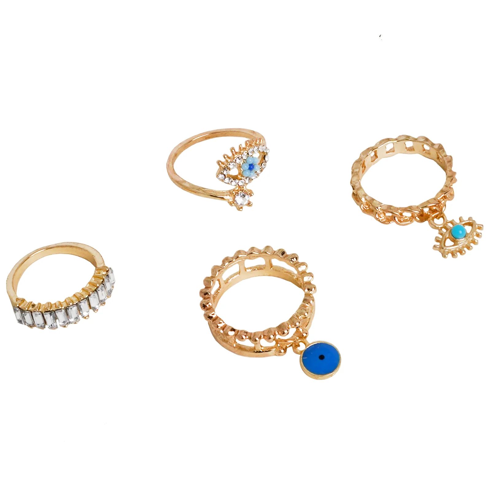 Blue Eye Gold Set of 4 Rings - Image 5