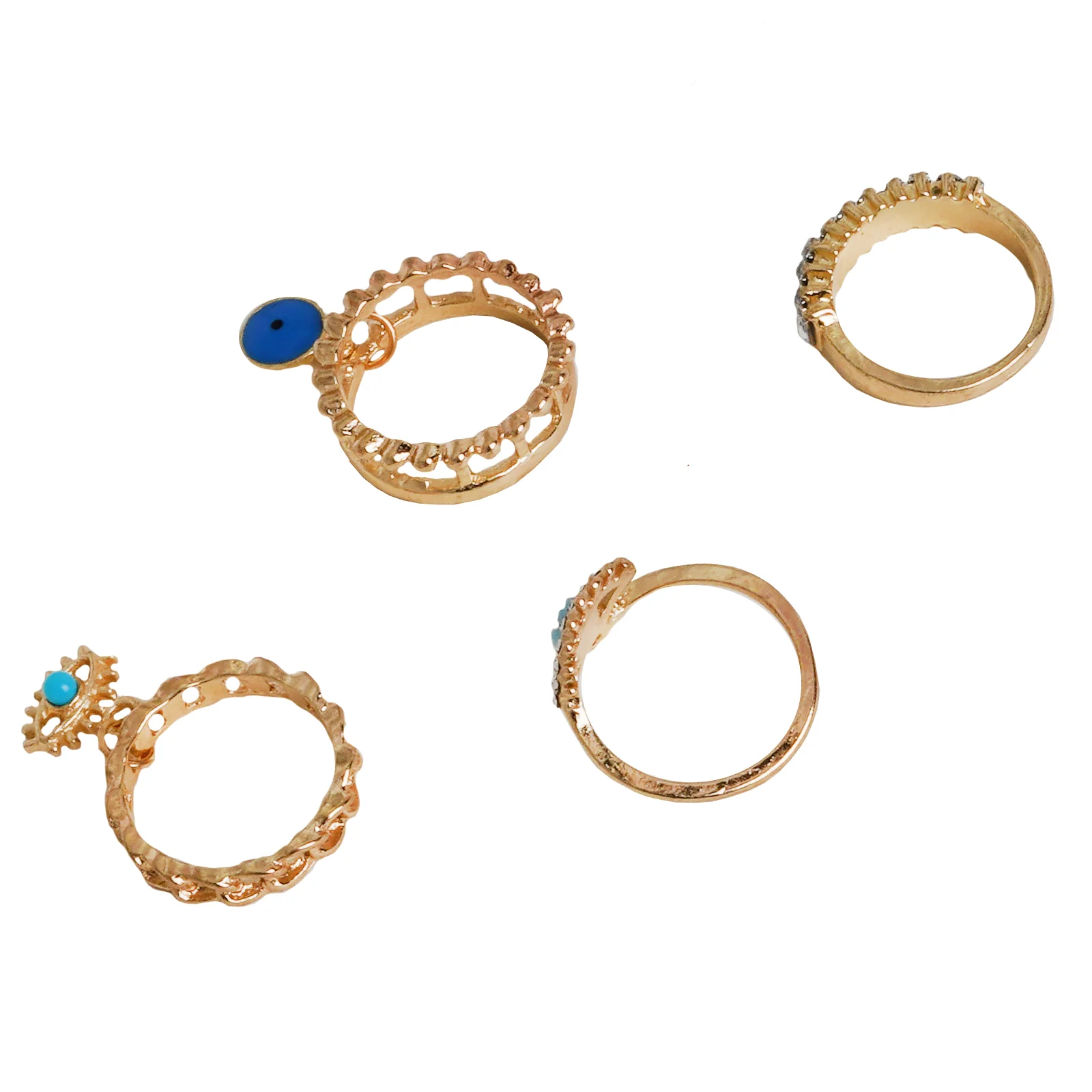 Blue Eye Gold Set of 4 Rings - Image 6