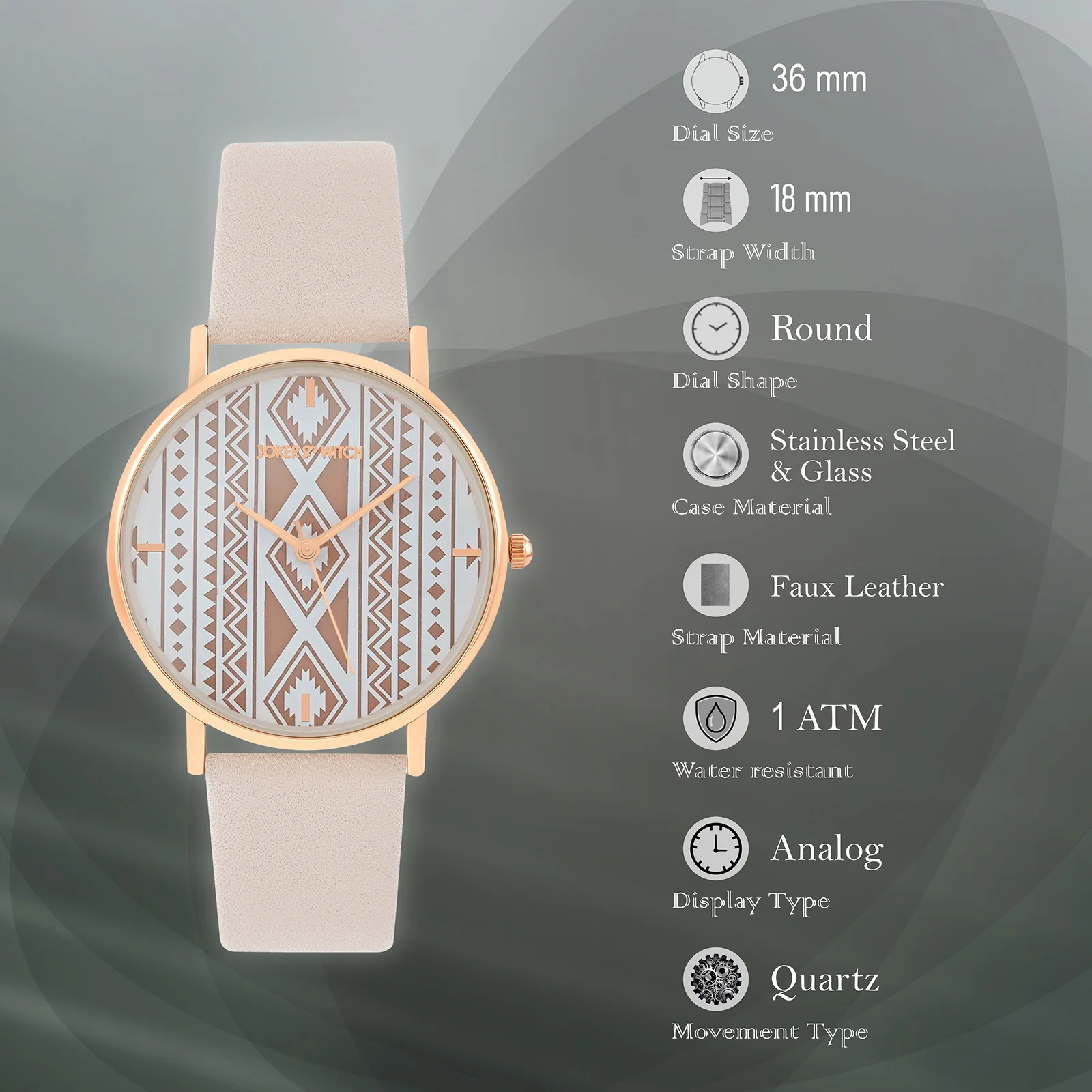 Printed Bohemian Brown Medium Dial PU Strap Women's Watch - Image 7