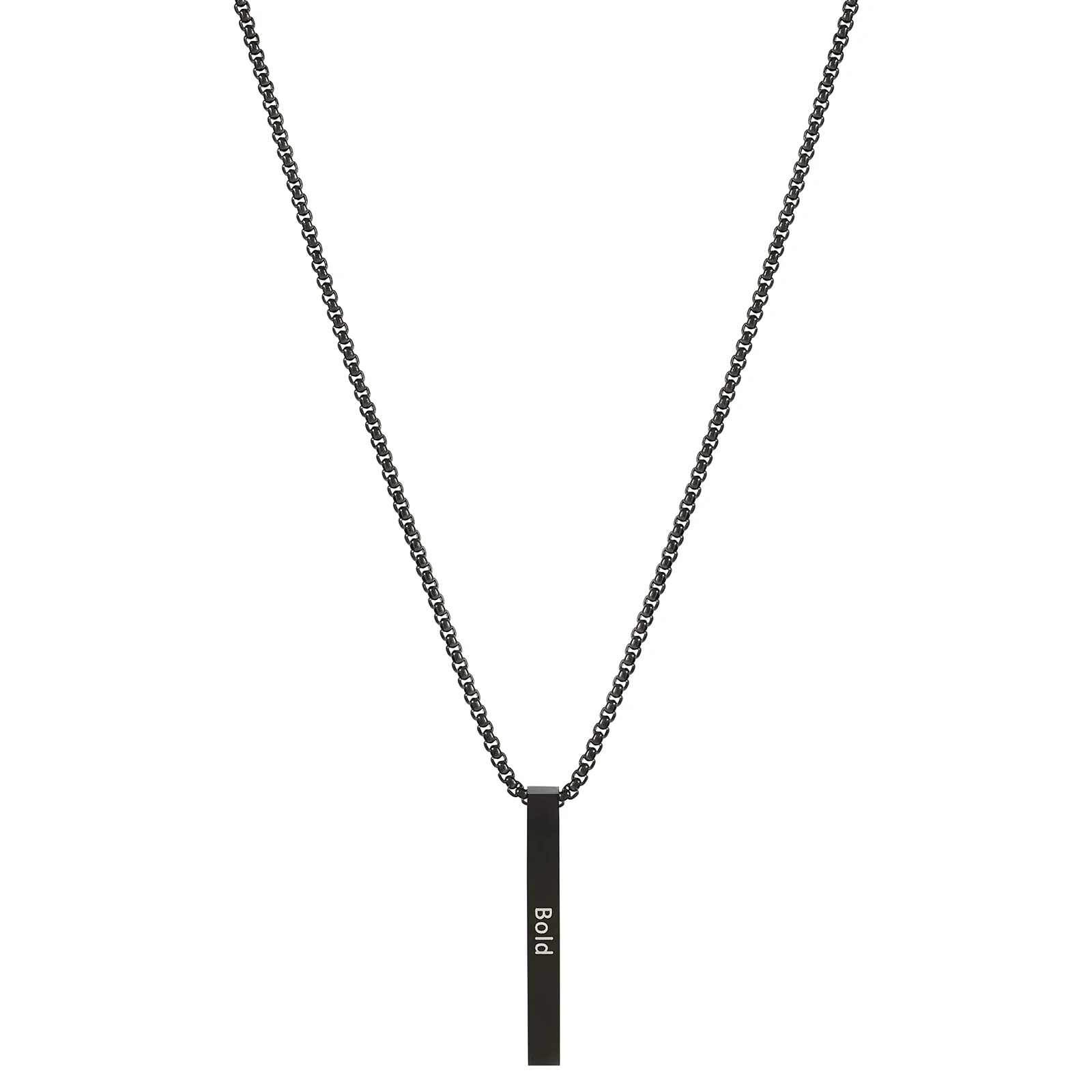 Bold Black Men's Bar Mantra Necklace - Image 4