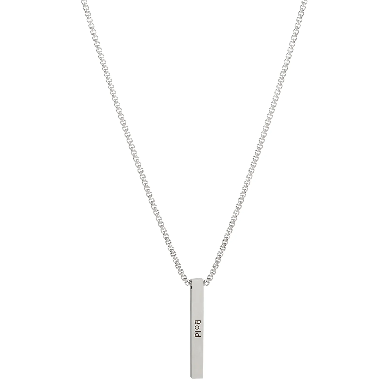 Bold Silver Men's Bar Mantra Necklace - Image 4