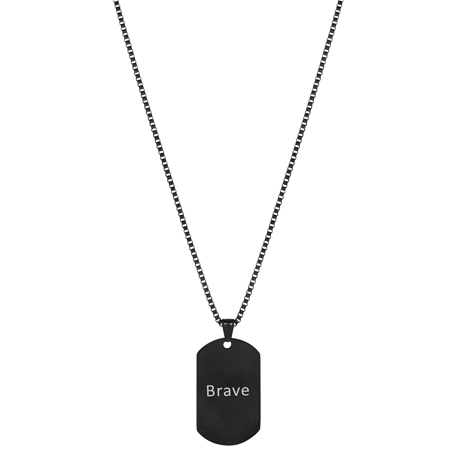 Brave Black Men's Curve Tag Mantra Necklace - Image 4