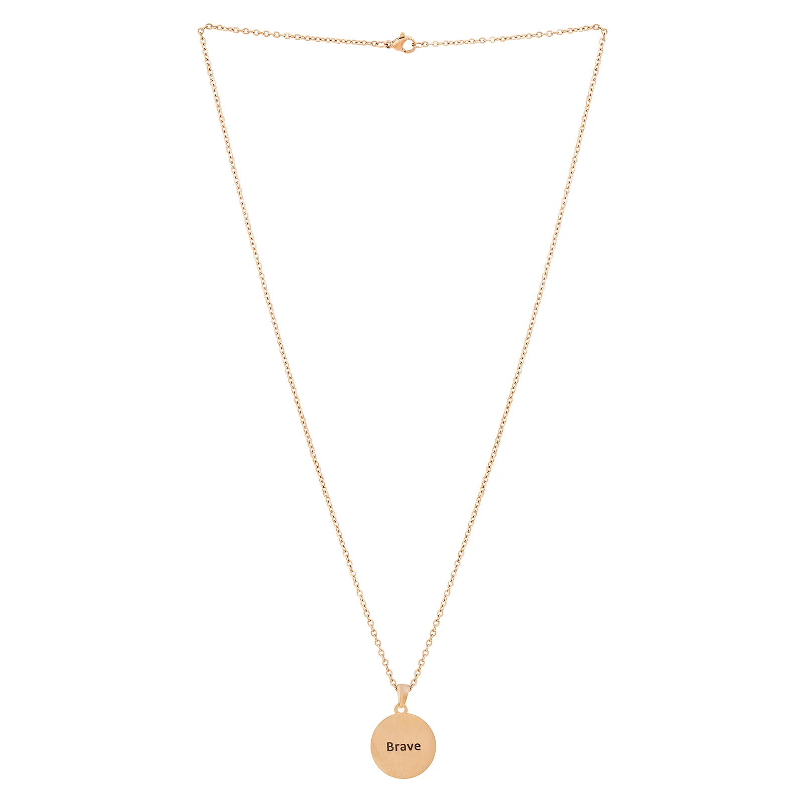 Brave Rose Gold Women's Round Mantra Necklace - Image 3