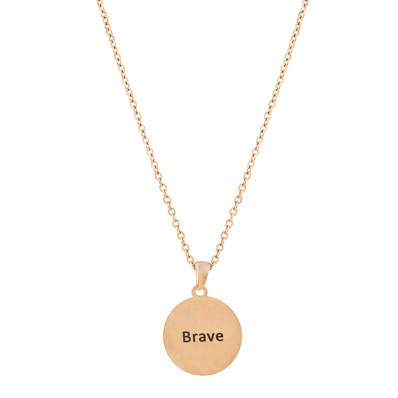 Brave Rose Gold Women's Round Mantra Necklace - Image 5