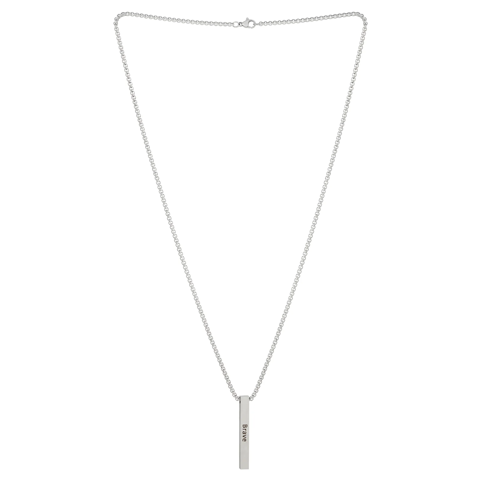 Brave Silver Men's Bar Mantra Necklace - Image 3
