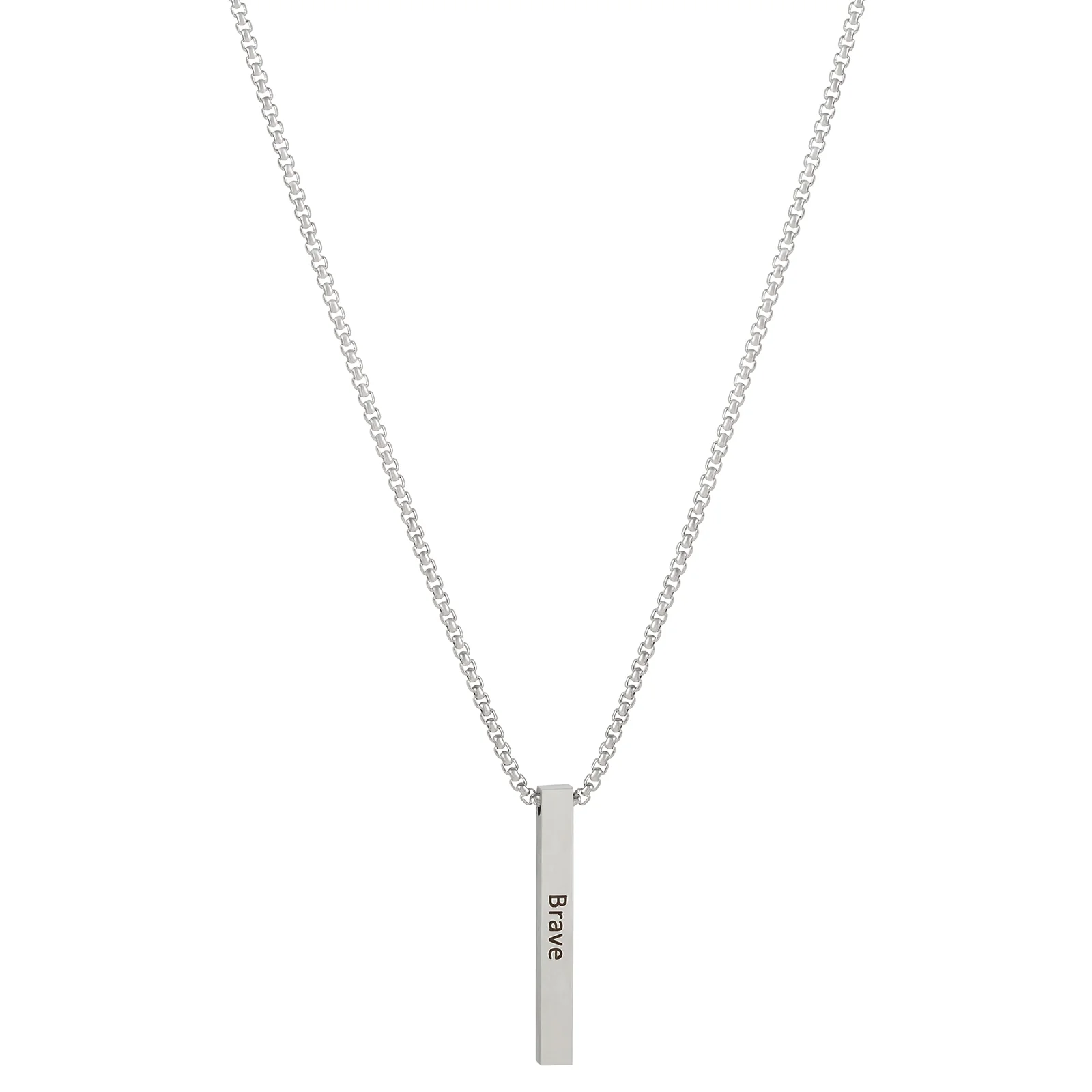Brave Silver Men's Bar Mantra Necklace - Image 5