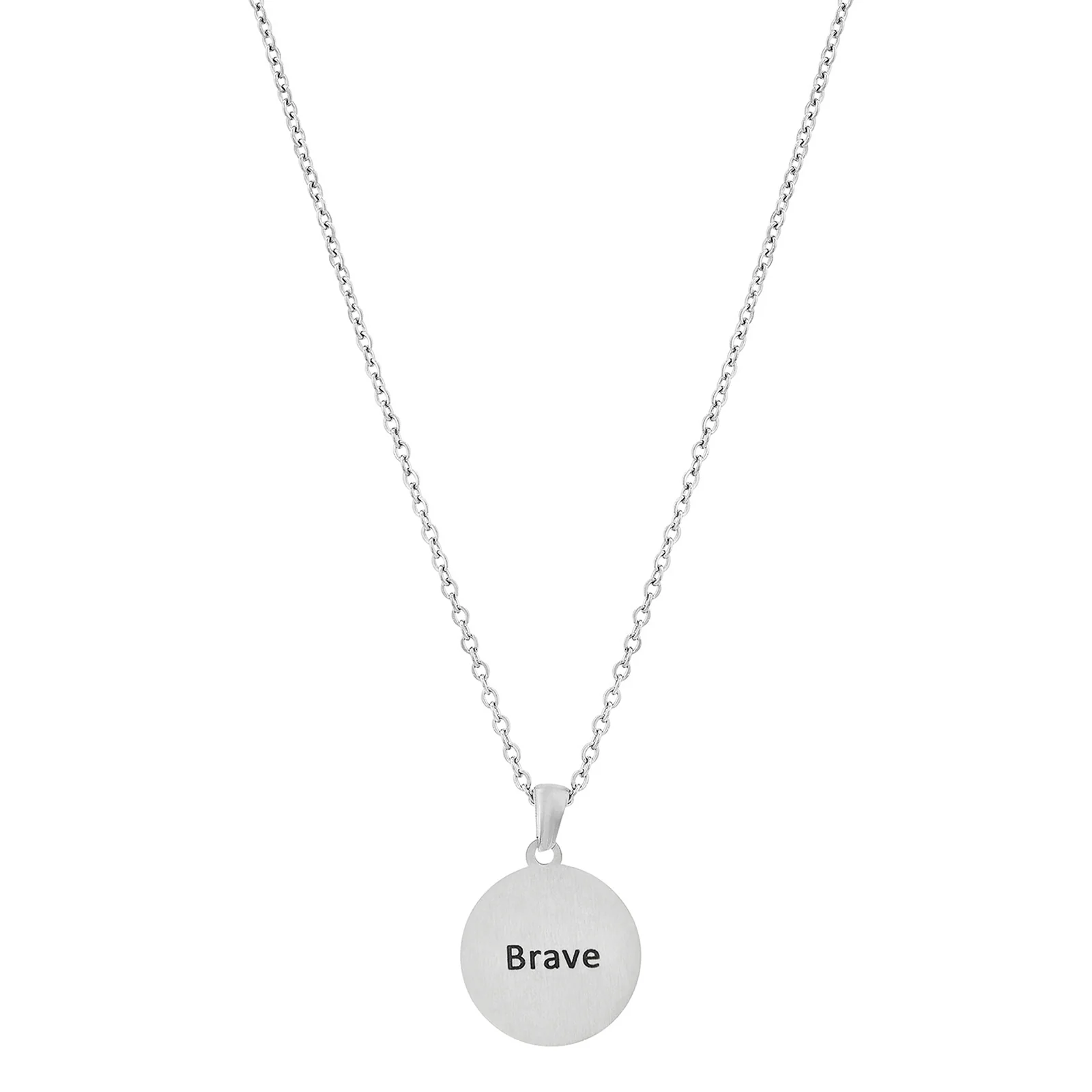 Brave Silver Women's Round Mantra Necklace - Image 5