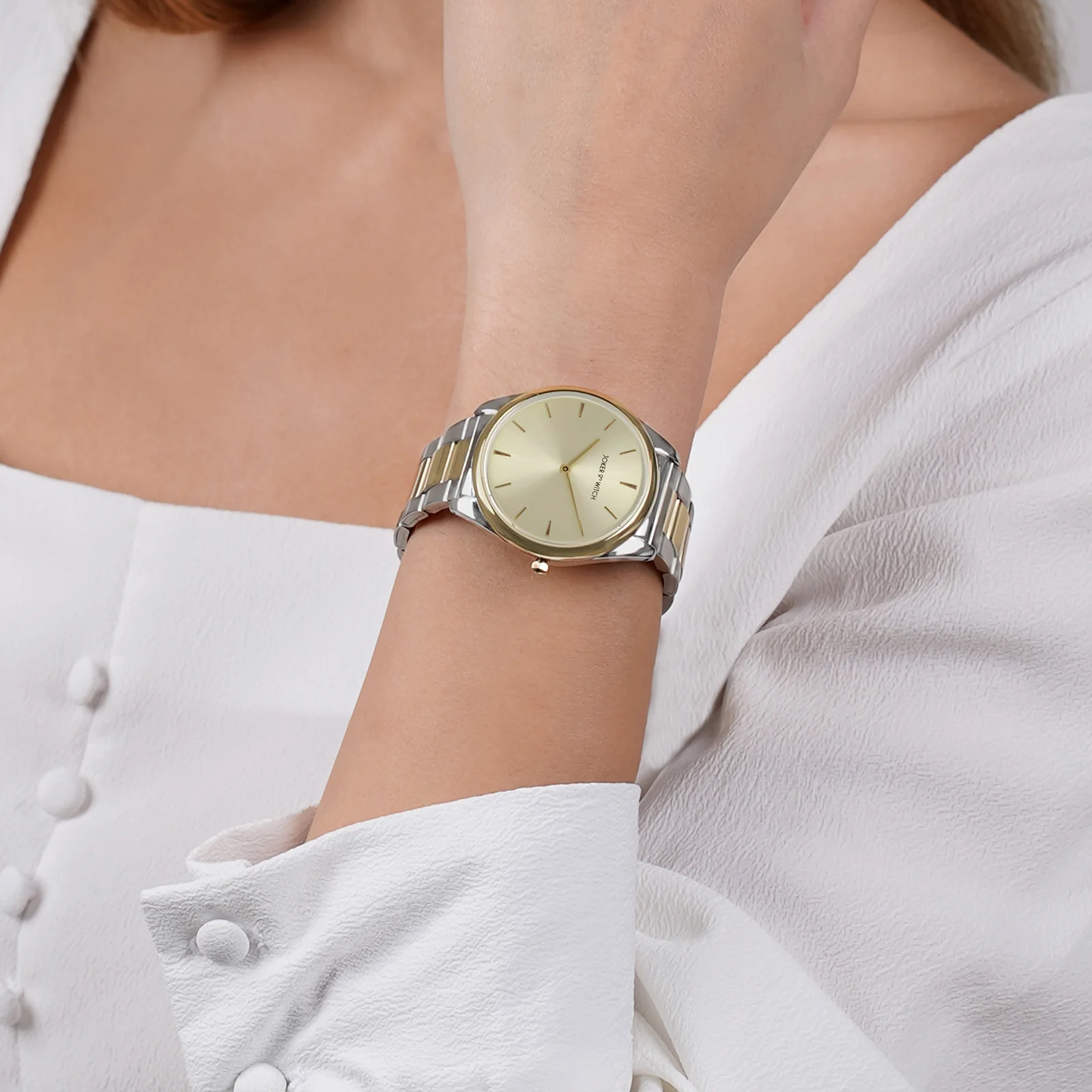 Brooklyn Gold Medium Dial Dual Tone Linked Chain Strap Women's Watch - Image 2